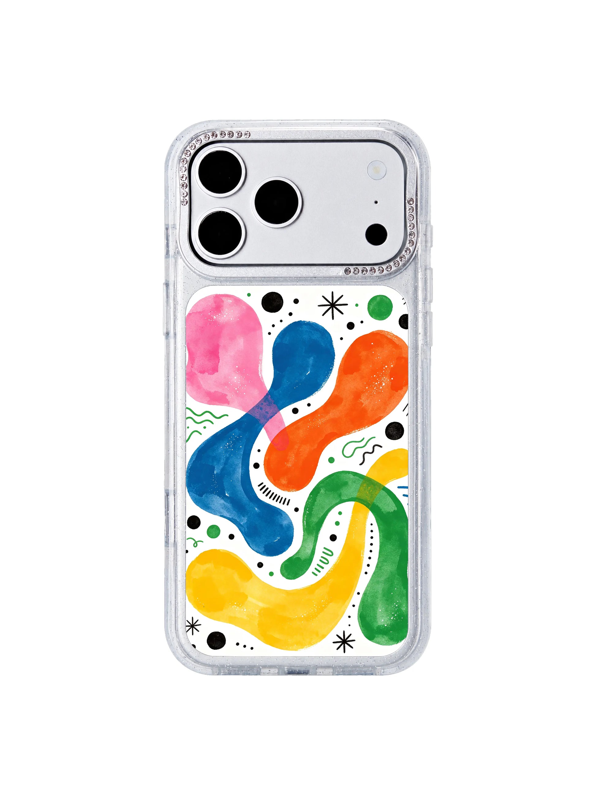 All element floral PhoneCasing iPhone 17 Pro Max case combines dots, flowers, blobs, stripes and marker marks