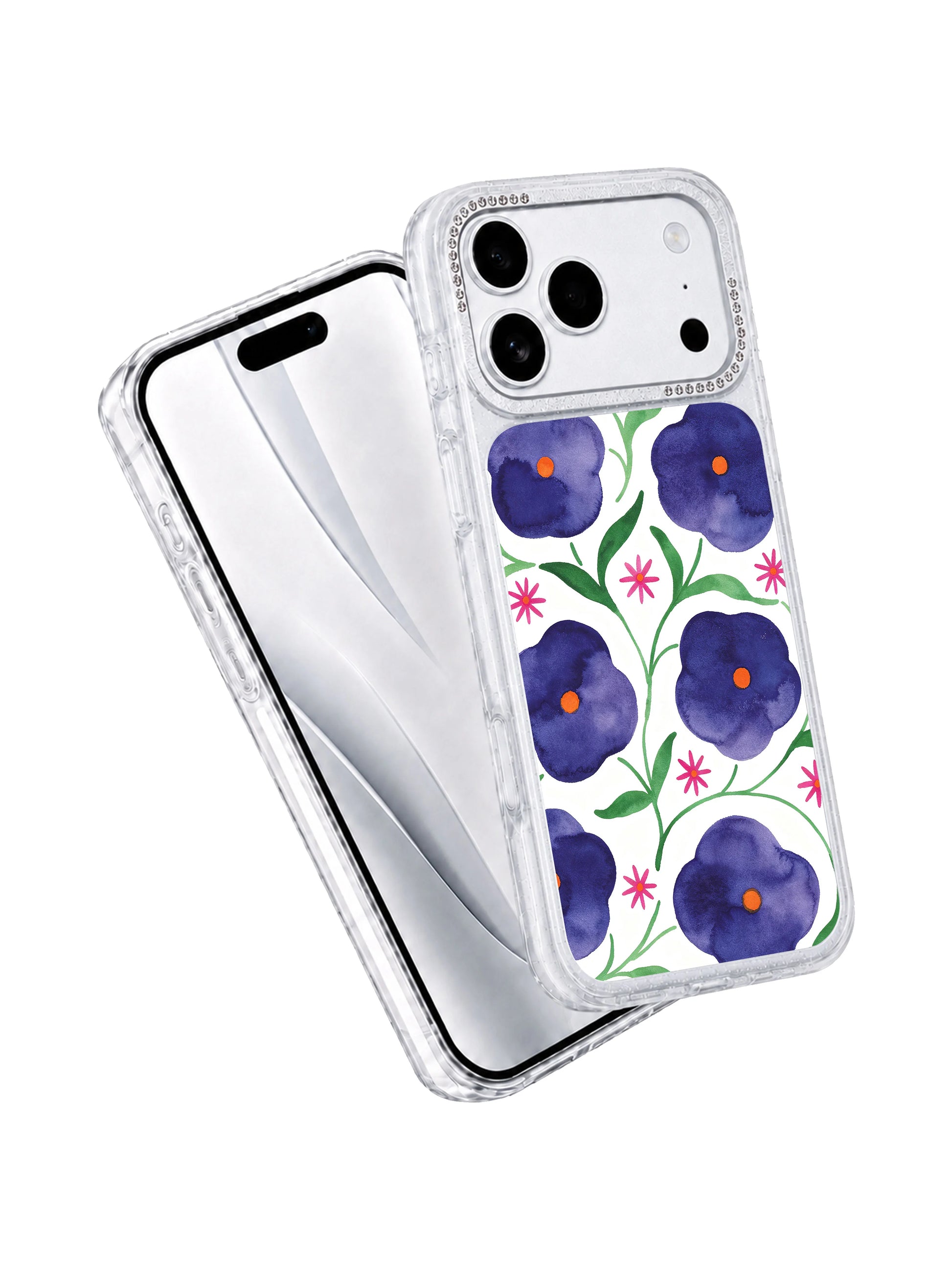 Celestial floral art PhoneCasing iPhone 17 Pro Max casing featuring dreamy midnight garden aesthetic with warm glowing flower cores