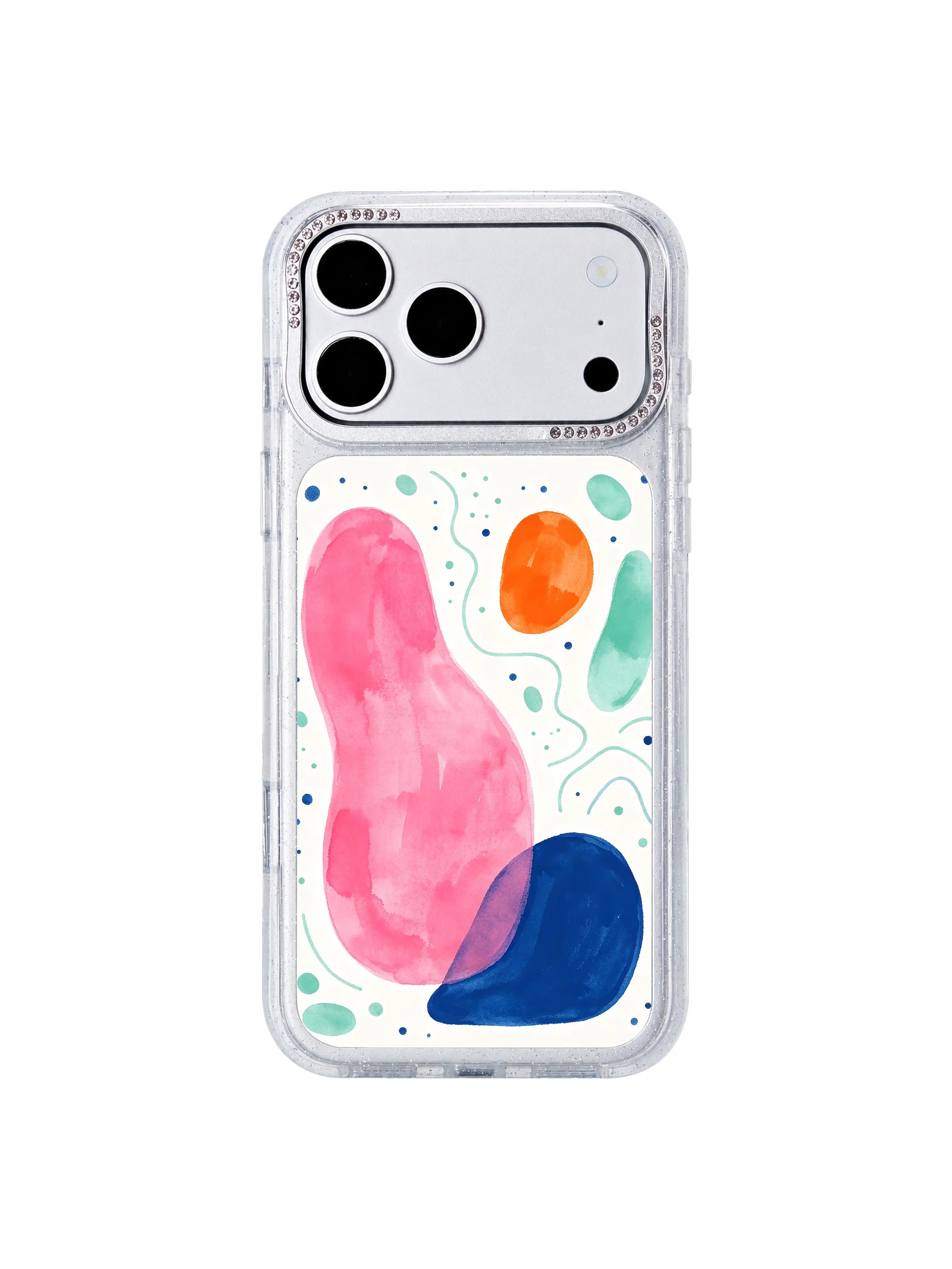 Dreamy map drift PhoneCasing iPhone 17 Pro Max casing, pink cloud main form with supporting color shapes and dot marks California crafted