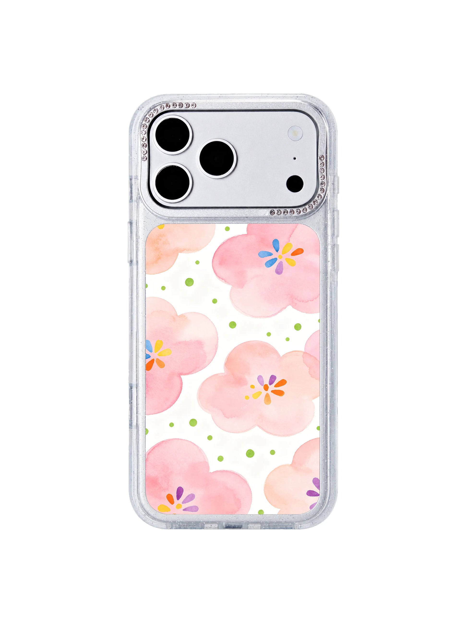 Floating bloom path PhoneCasing iPhone 17 Pro Max casing soft berry-shaped floating color blobs as sketch paths