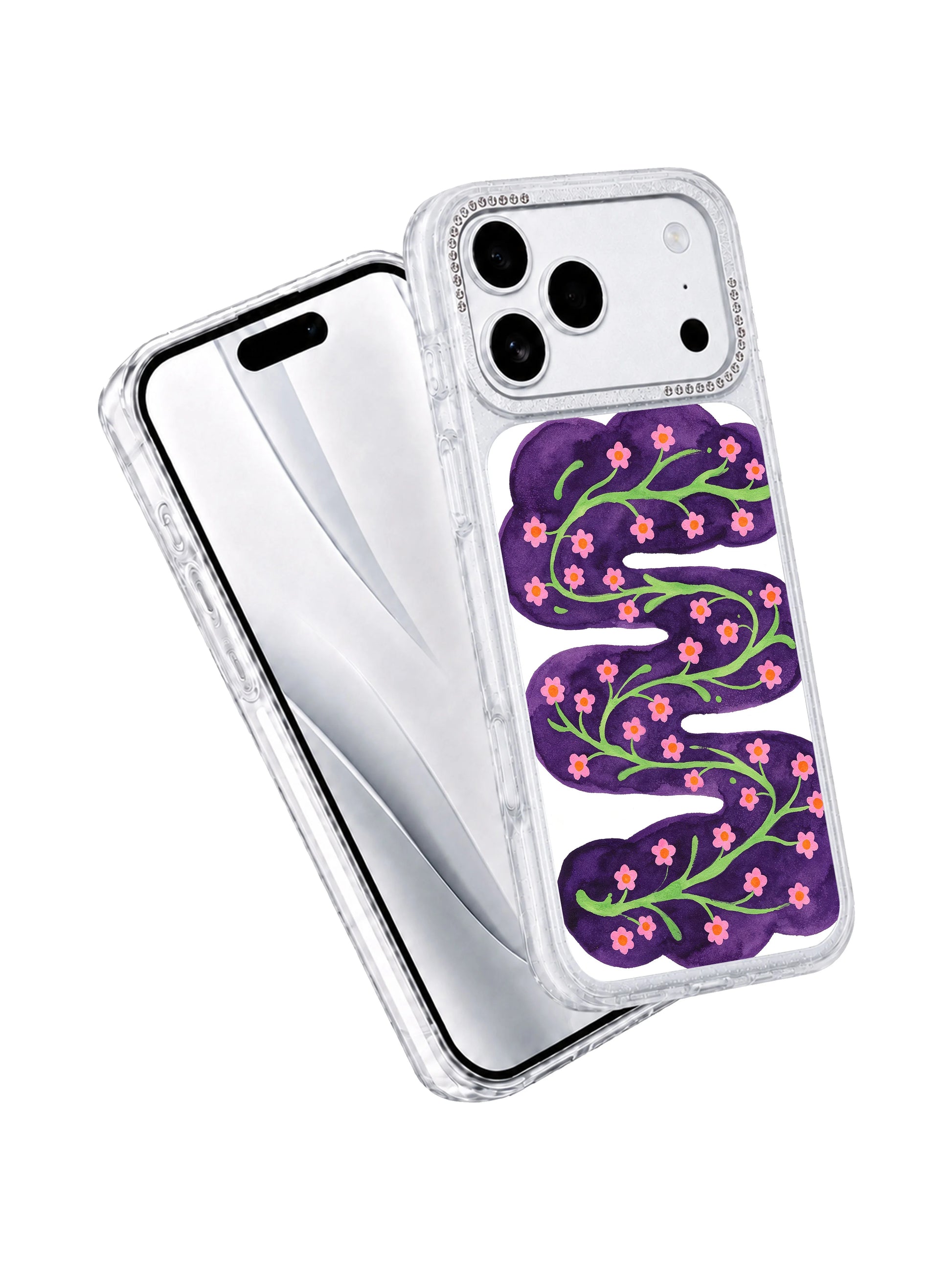 Glow berry trail PhoneCasing iPhone 17 Pro Max casing featuring steadily spreading glowing night berry vine motifs dark cottagecore aesthetic
