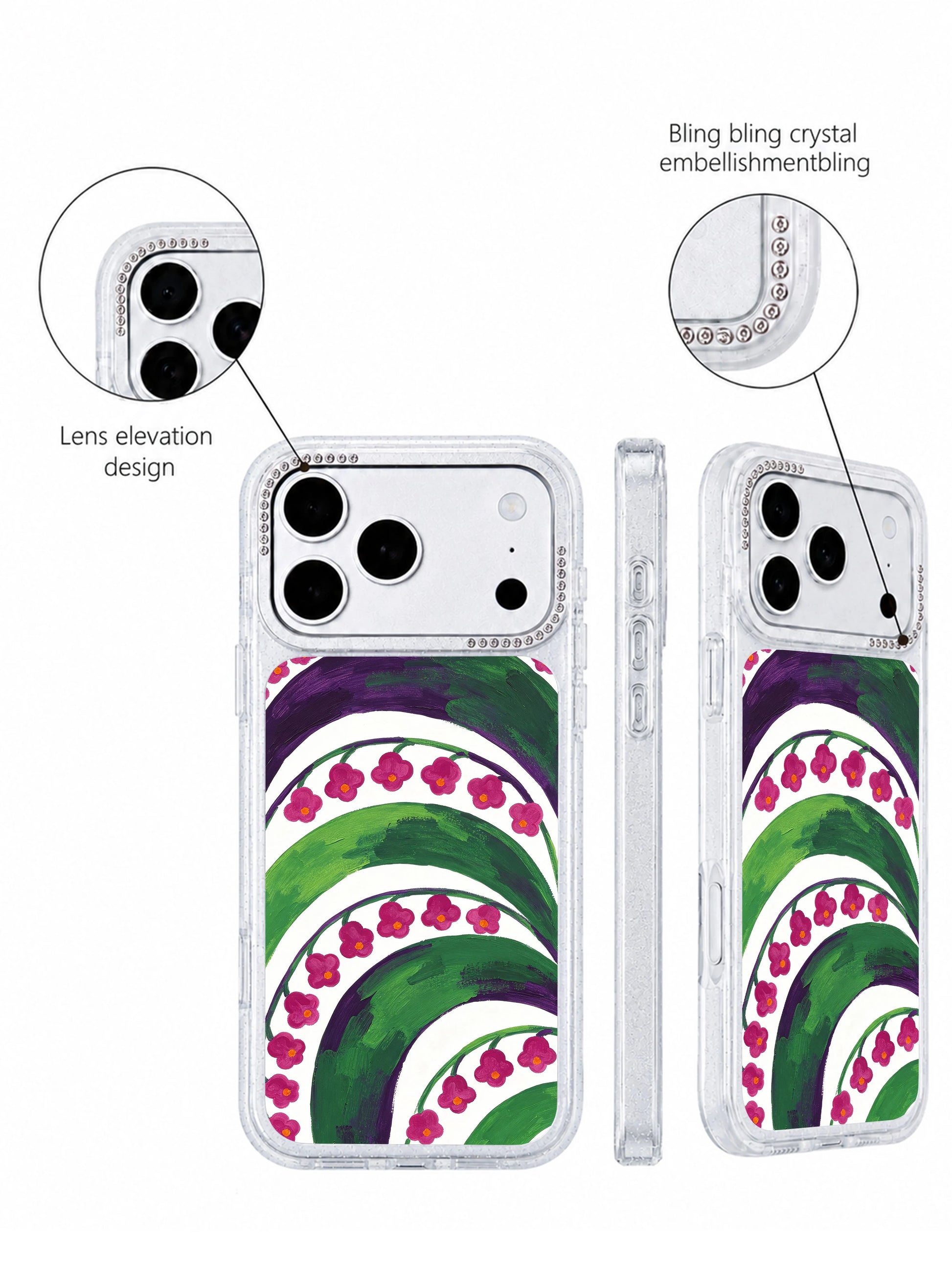 Glow secret petal PhoneCasing iPhone 17 Pro Max casing magenta flower symbols glowing like handwritten secret codes
