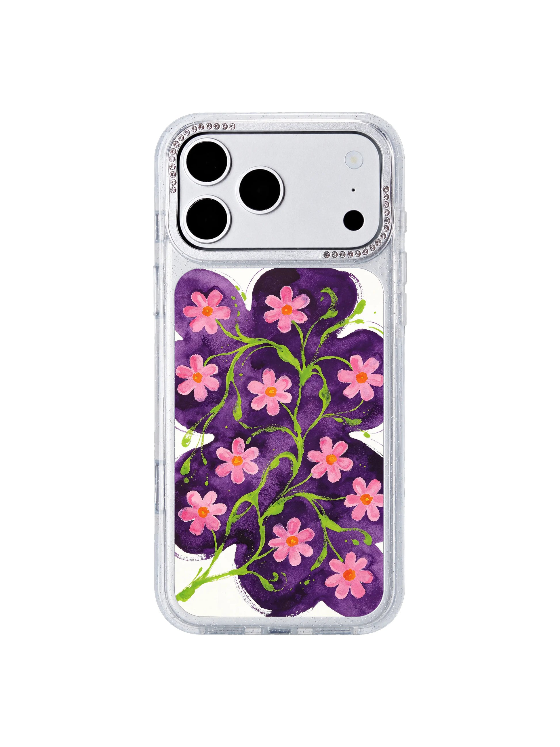Glowing vine void PhoneCasing iPhone 17 Pro Max casing balanced dark violet background and bright glowing berry accents