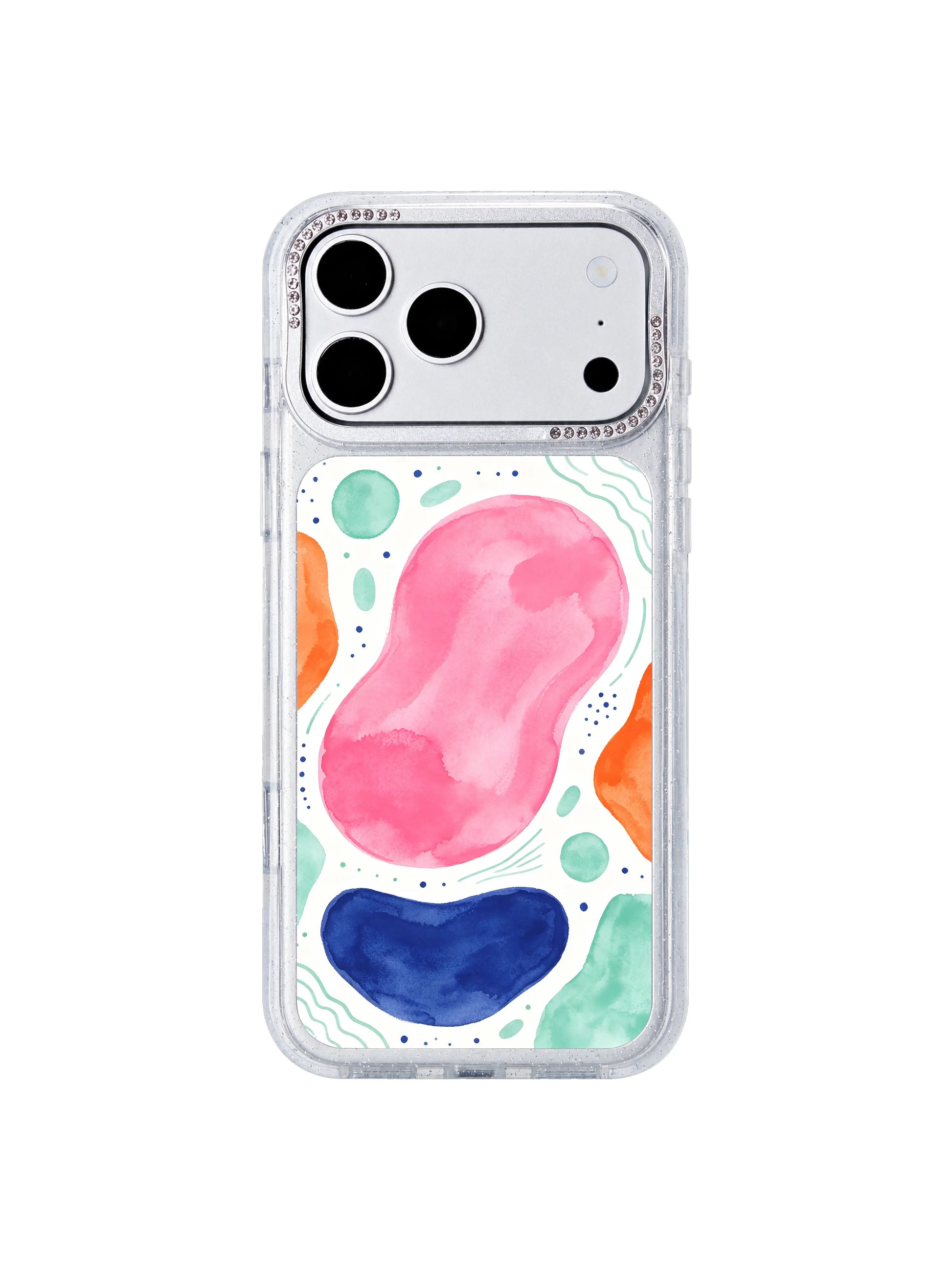Hope cloud trail PhoneCasing iPhone 17 Pro Max case, gentle hopeful feeling wavy stripe bands and scattered marks trail design
