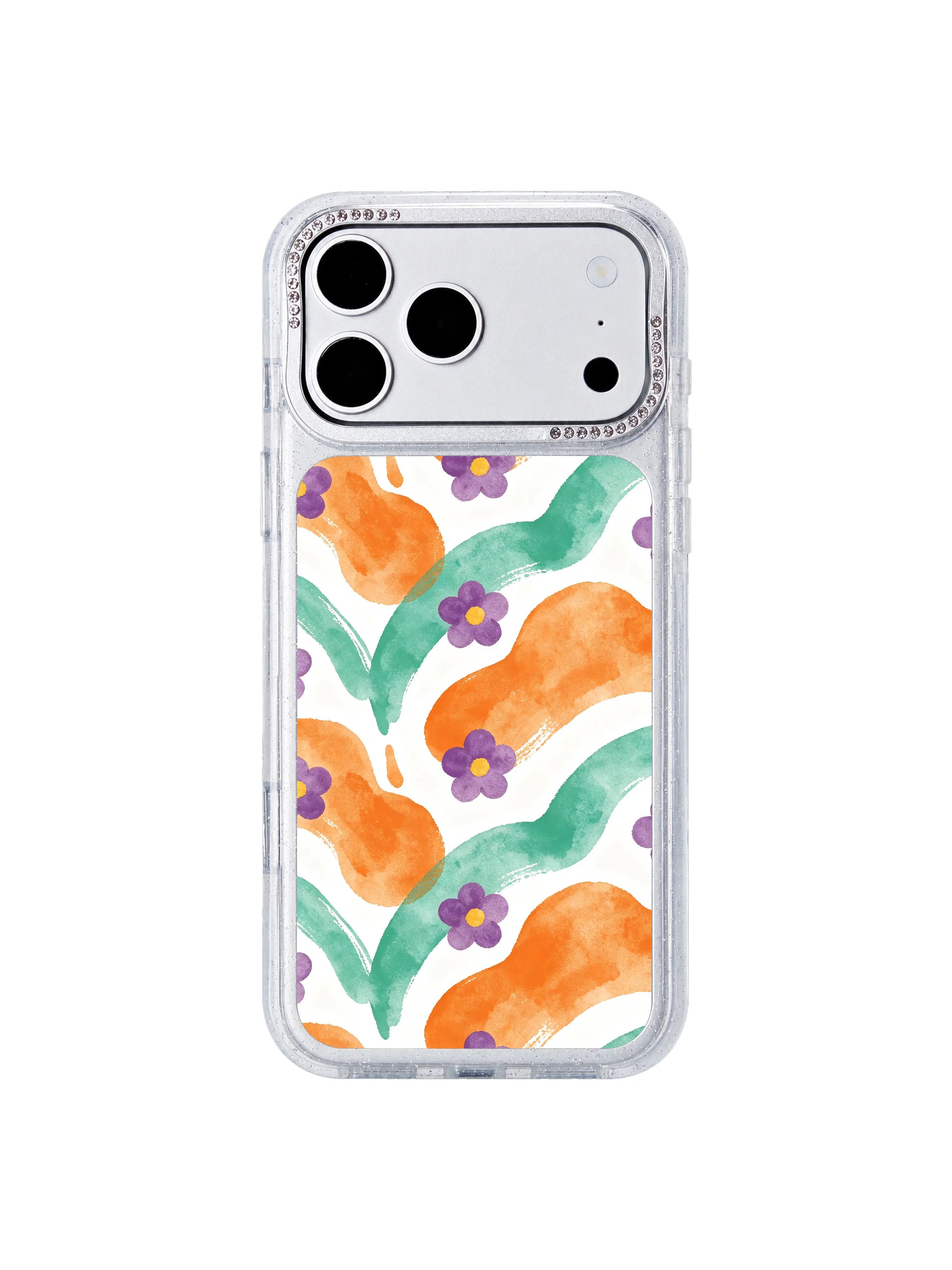 Love river garden PhoneCasing iPhone 17 Pro Max case, gentle love feeling warm orange and aqua green floral totem romantic design