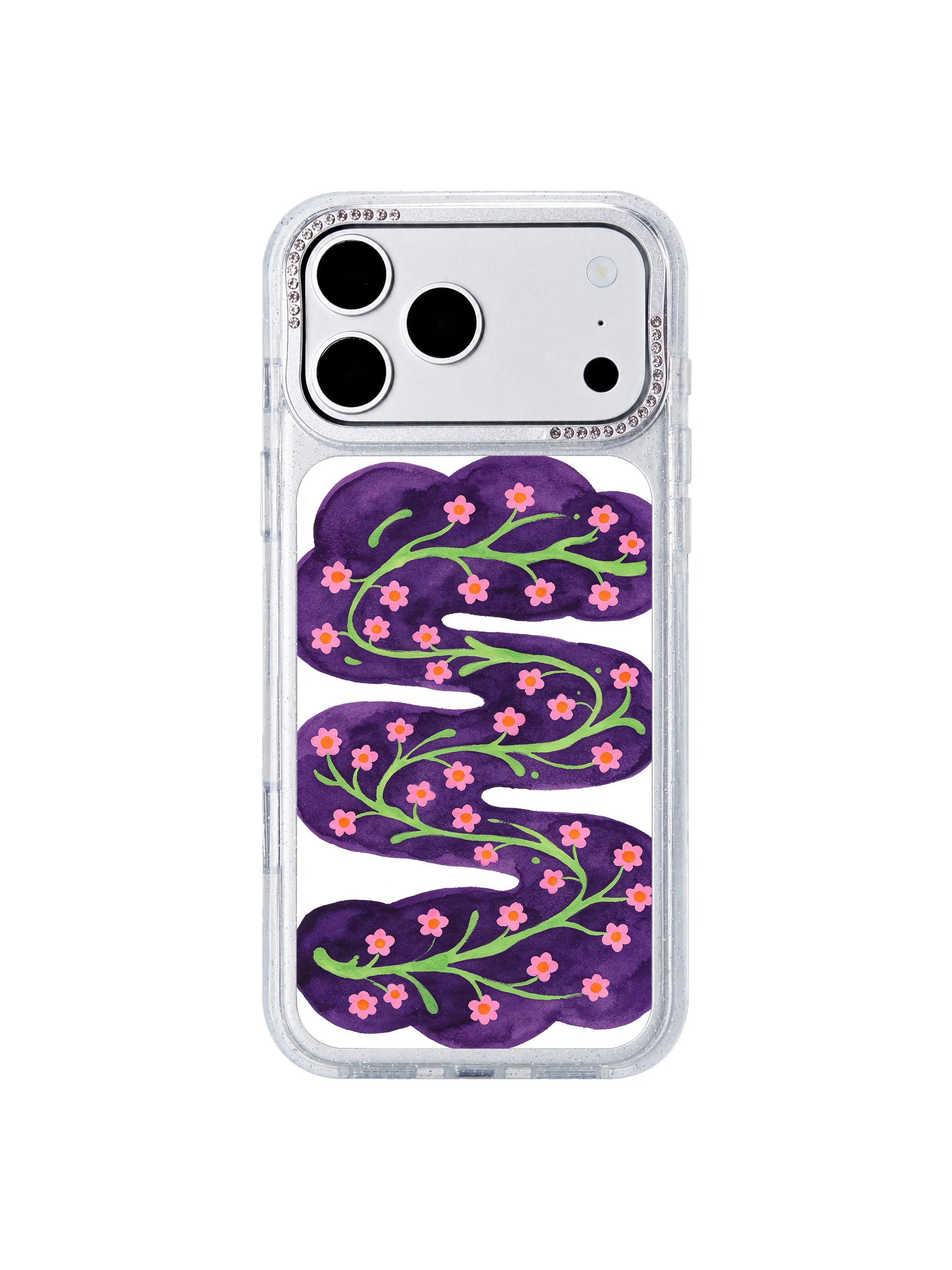 Magenta night petal PhoneCasing iPhone 17 Pro Max casing soft rounded berry flower petals flat gouache texture