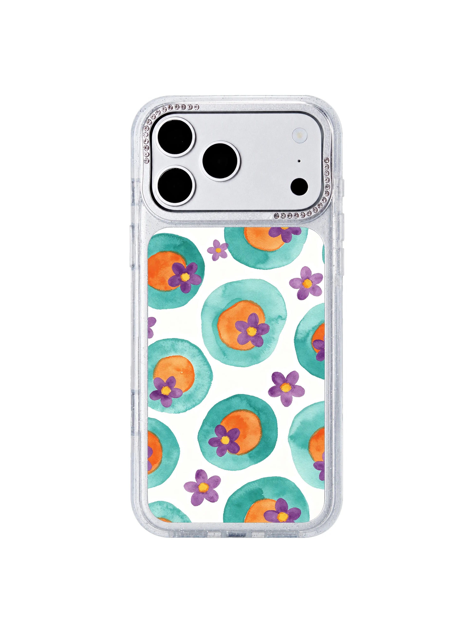 Mist violet current PhoneCasing iPhone 17 Pro Max casing capturing gentle unconfined flower drift with calm uplifting dreamlike energy