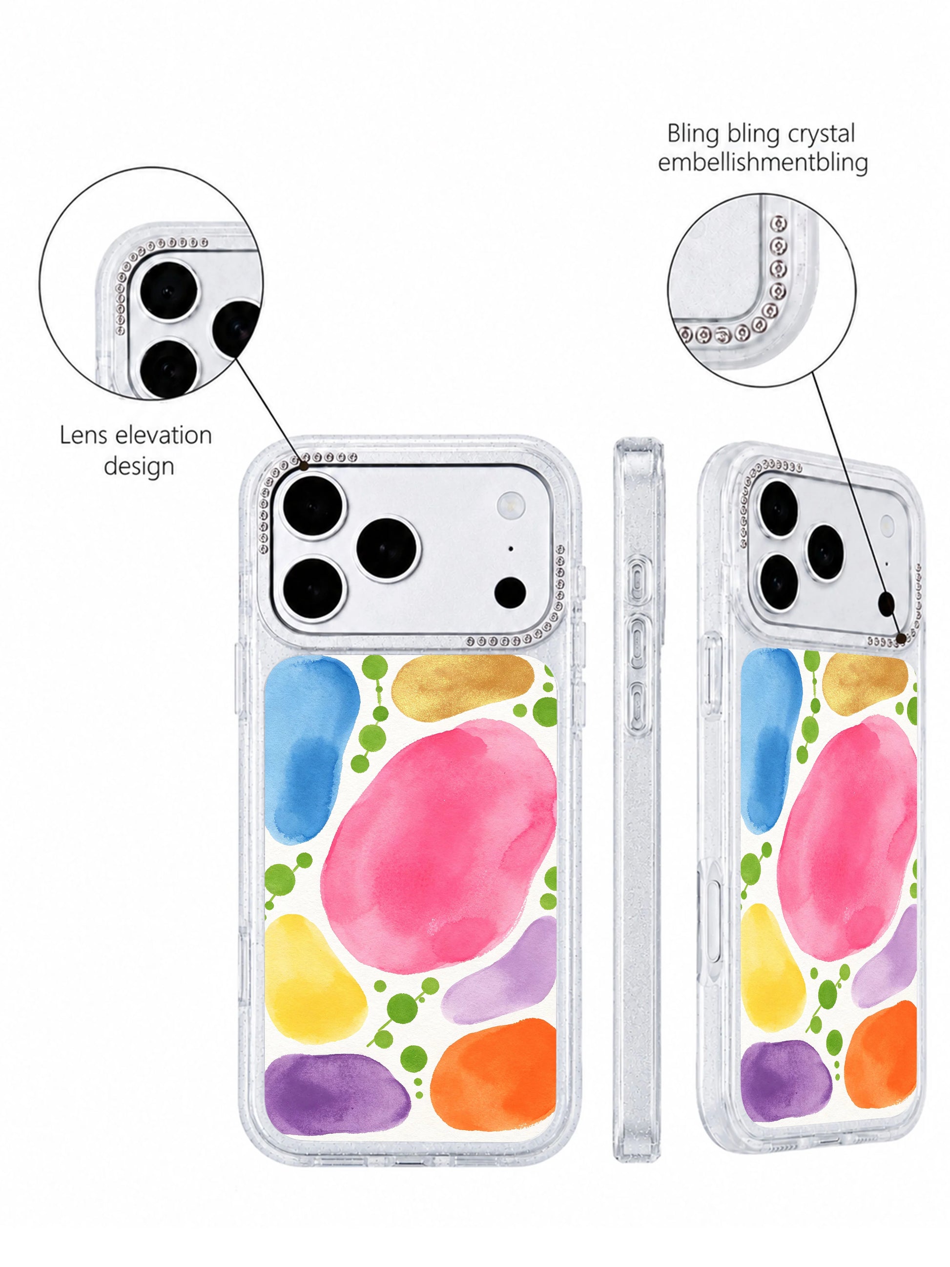Orchard calm void PhoneCasing iPhone 17 Pro Max case, clean white negative space around color blobs airy peaceful cottagecore aesthetic