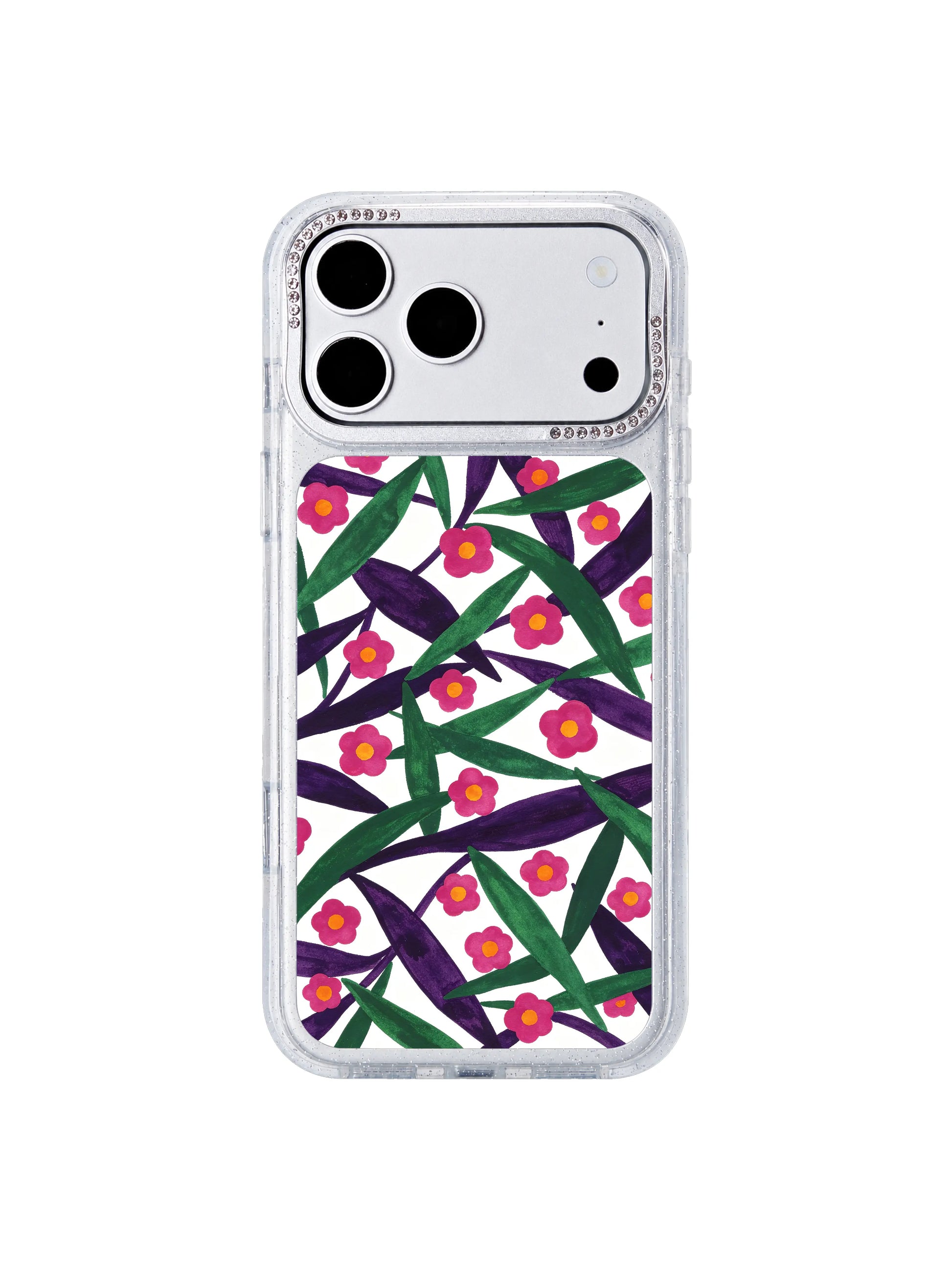 Paper edge growth PhoneCasing iPhone 17 Pro Max casing green sprout shapes growing naturally across violet ground