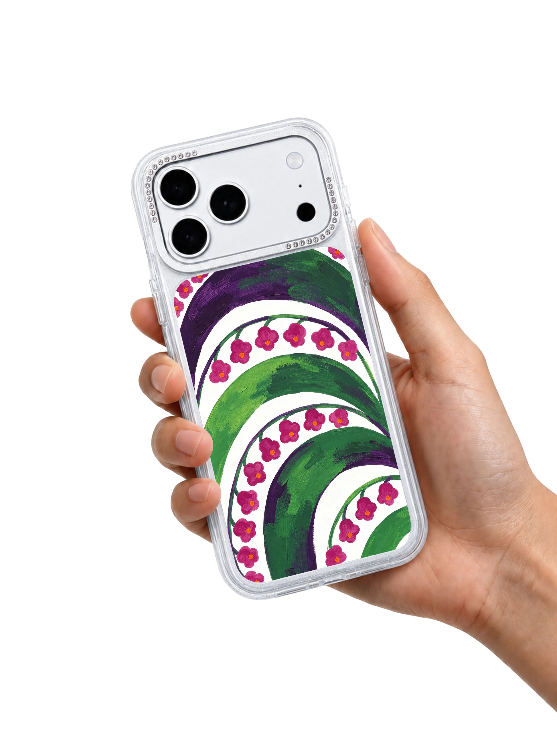 Paper sprout pulse PhoneCasing iPhone 17 Pro Max casing bright green fluid shapes like growing thoughts along paper margins