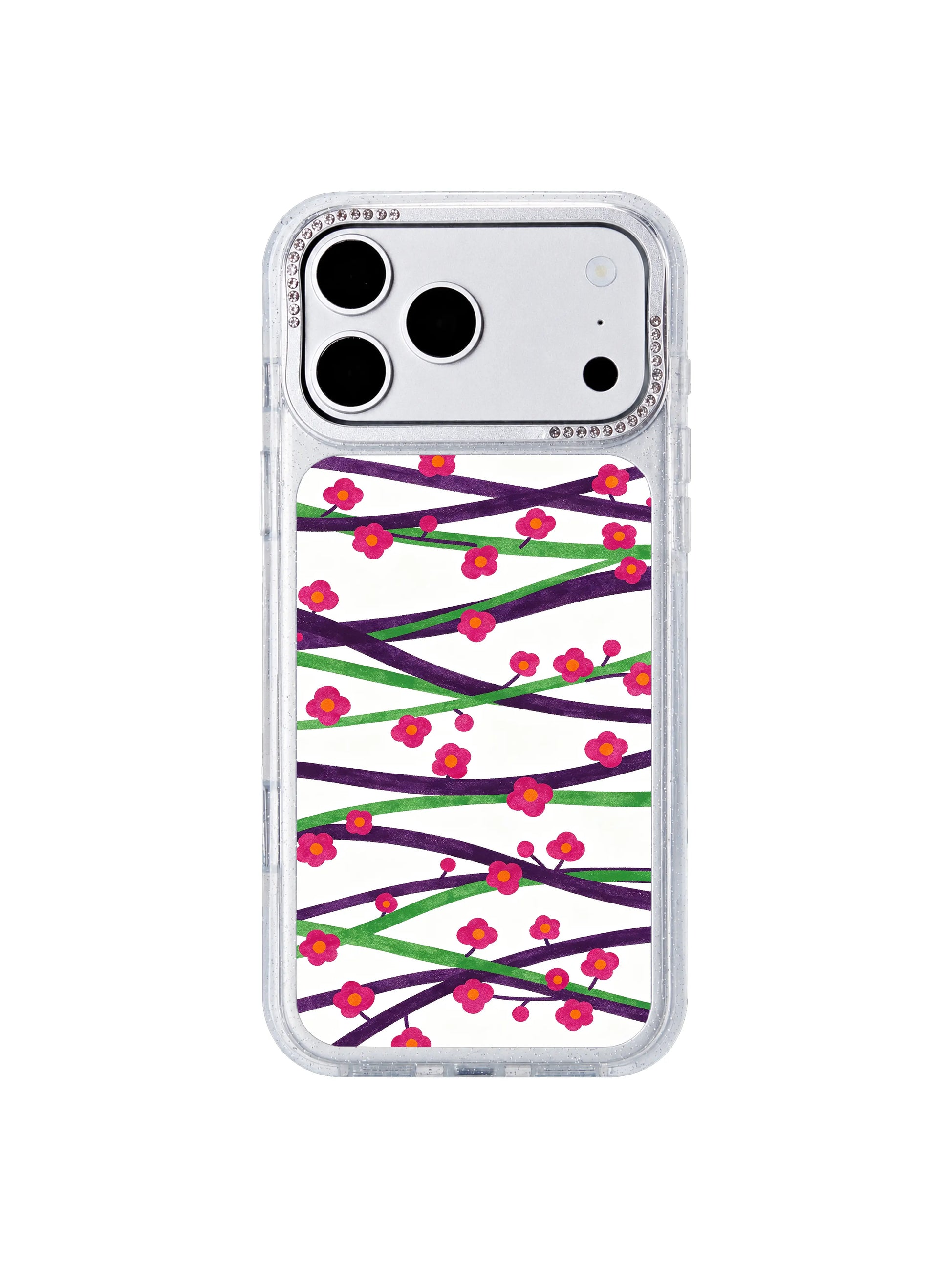 Soft midnight code PhoneCasing iPhone 17 Pro Max casing gentle glowing flower codes soft rounded gouache edges