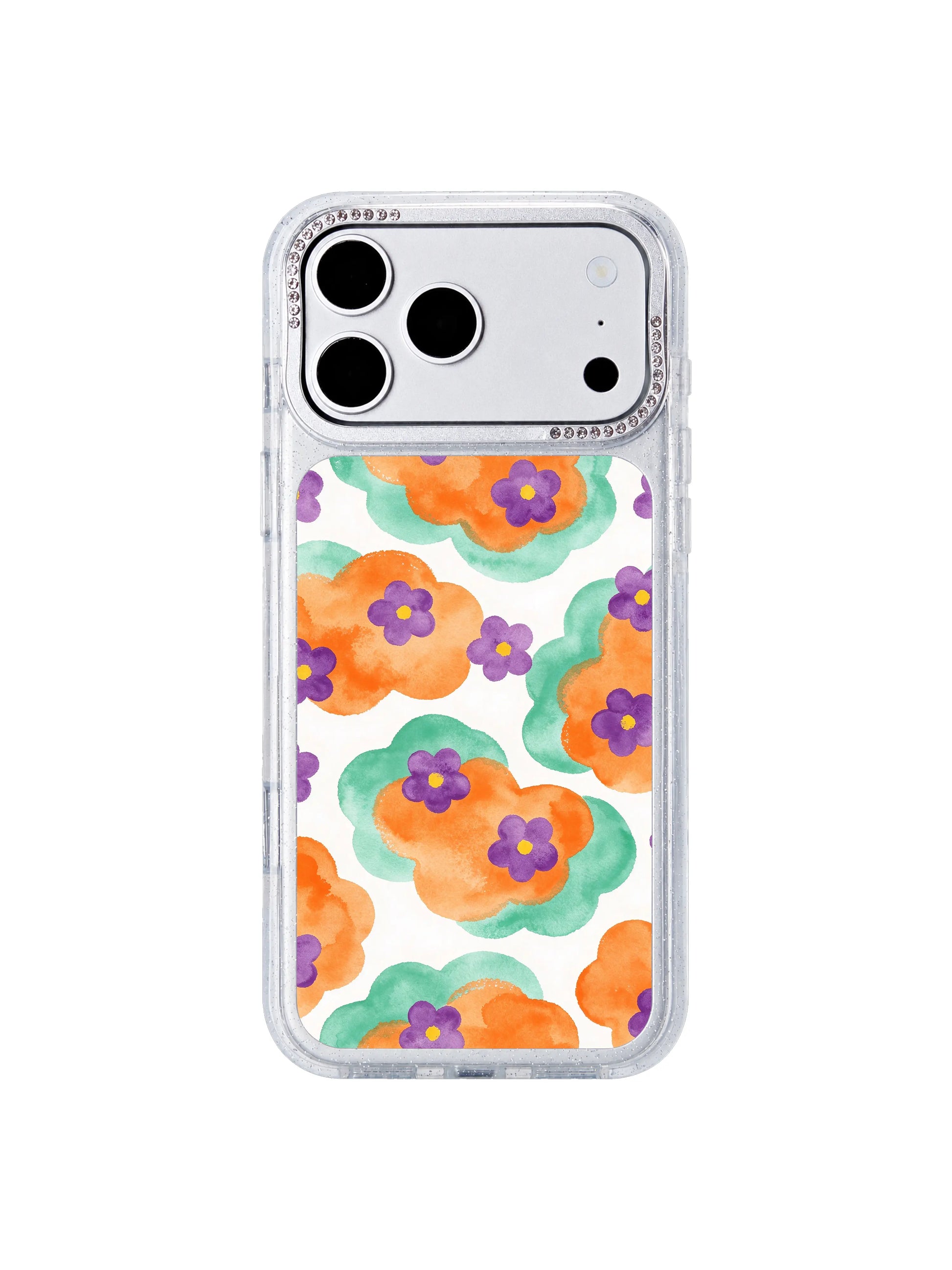 Soft ruin bloom PhoneCasing iPhone 17 Pro Max case, soft rounded edges high saturation no realism no shadow gouache flat fill