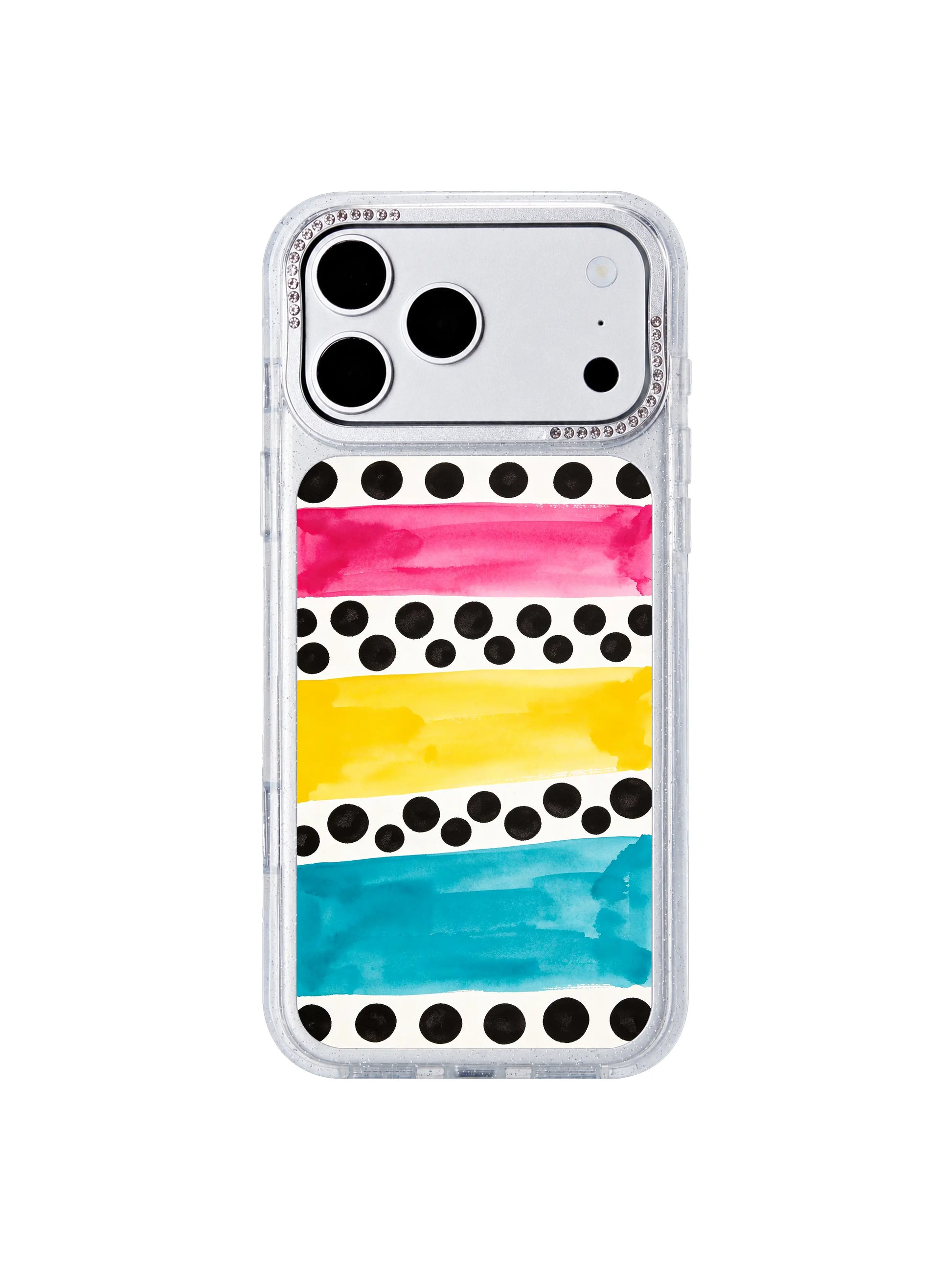 Steady chroma dot PhoneCasing iPhone 17 Pro Max casing, minimalist march illustration with uplifting joyful visual energy
