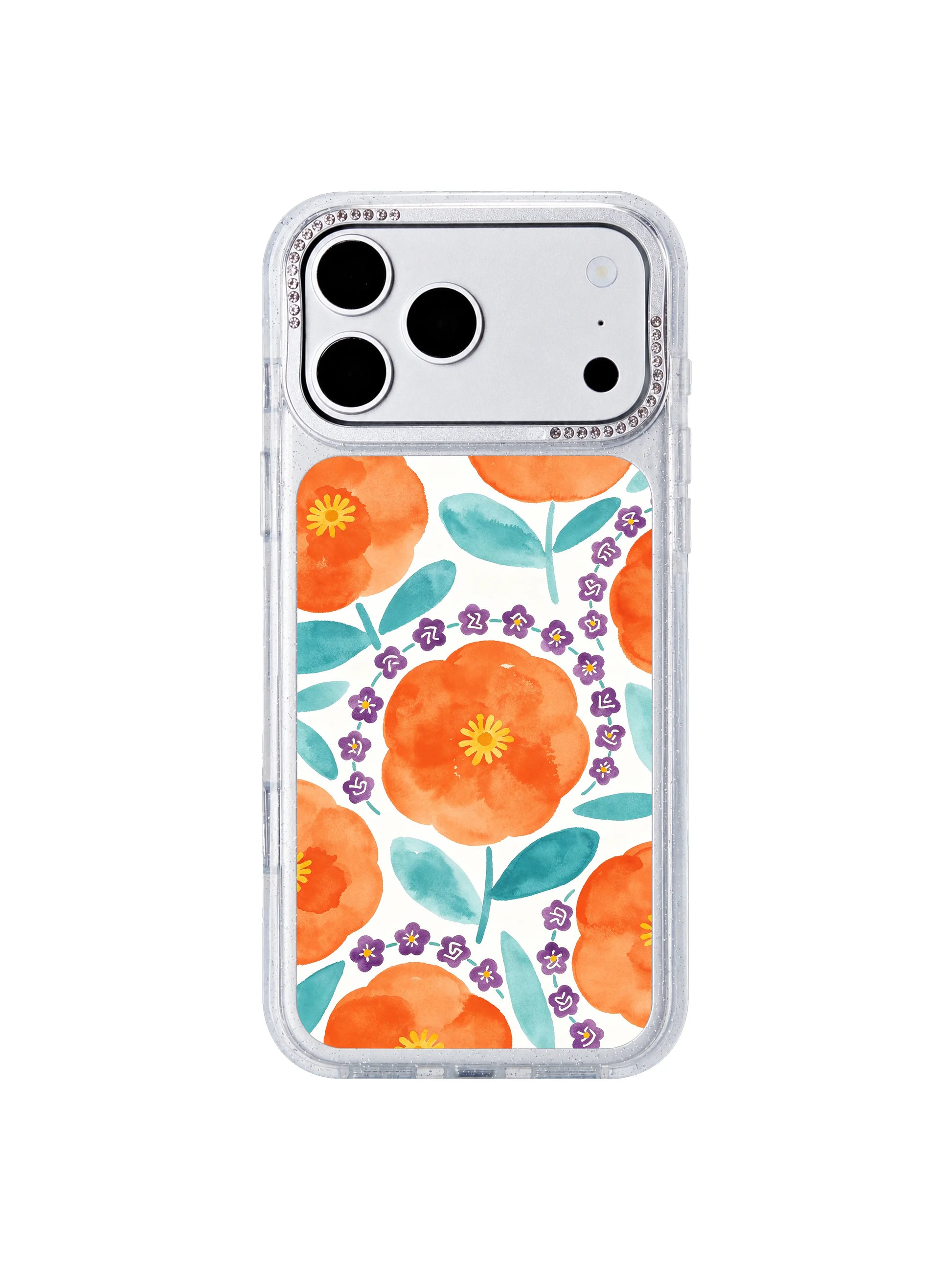 Totem garden drift PhoneCasing iPhone 17 Pro Max case, purple totem flowers growing repeatedly across the scene like plant ruins