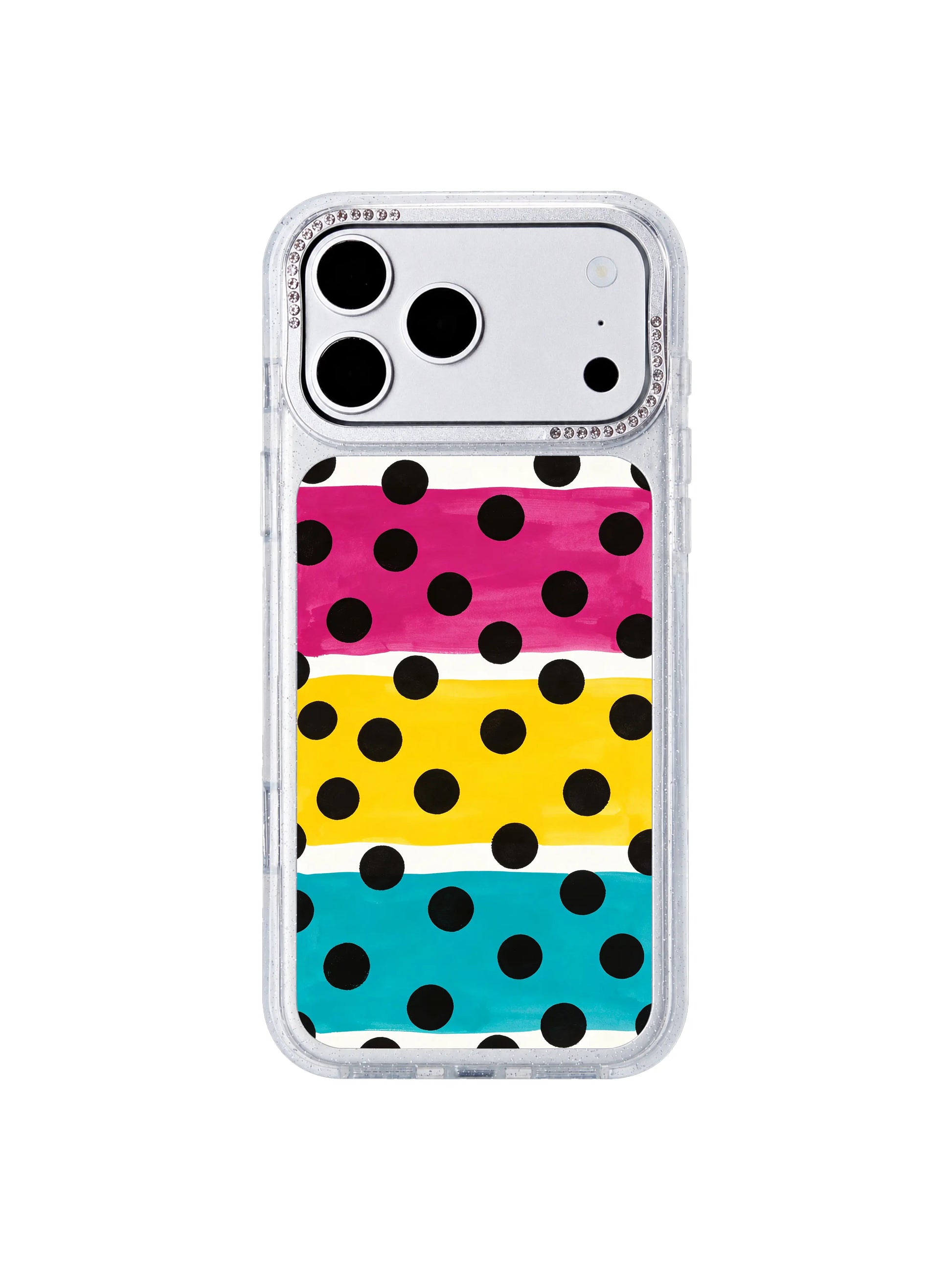 Unrestrained chroma march PhoneCasing iPhone 17 Pro Max casing with saturated magenta yellow cyan minimalist illustration