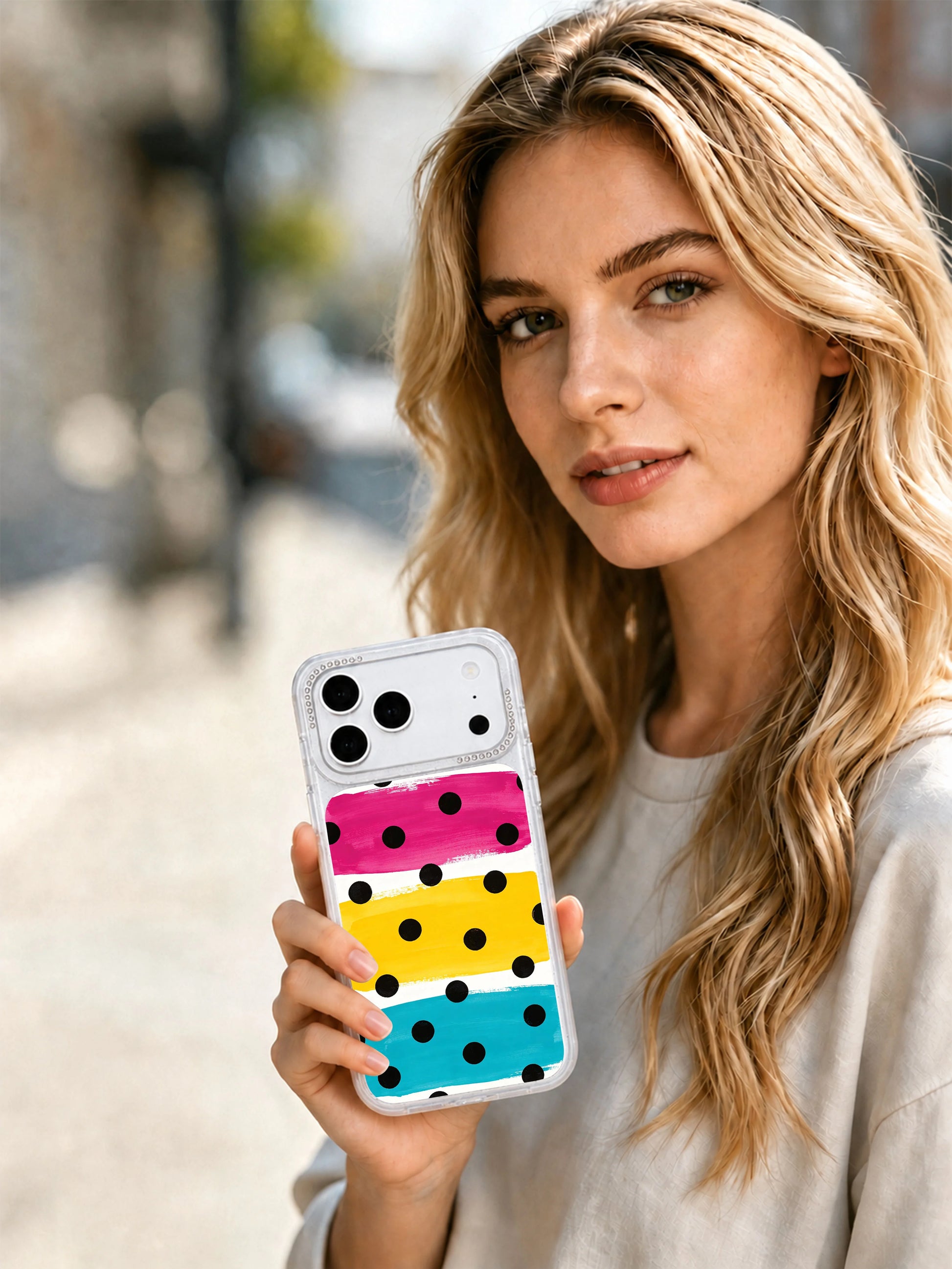 Vivid linear dot PhoneCasing iPhone 17 Pro Max case with focused rhythmic stripe layout gallery quality pigment print