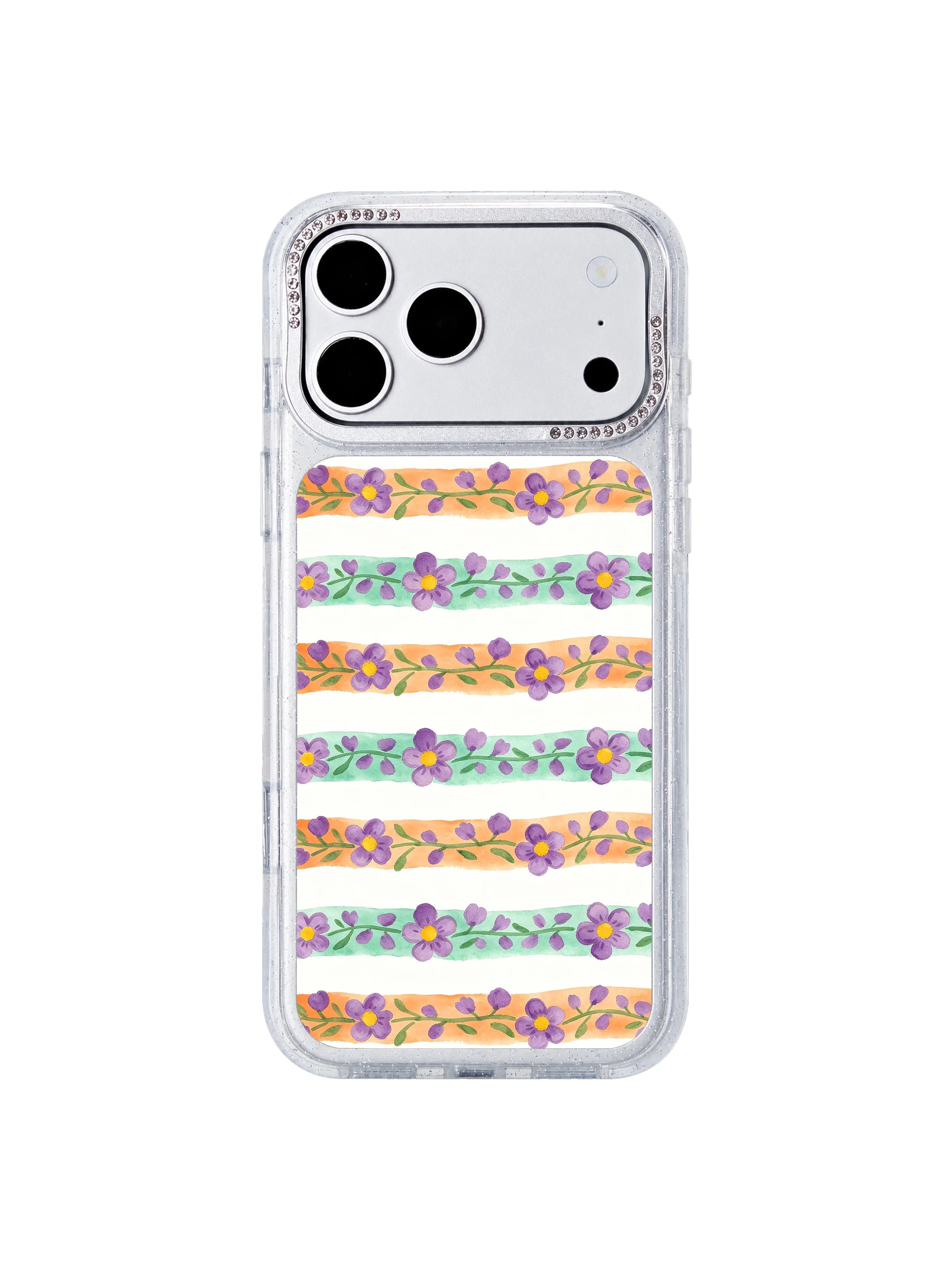Warm totem haze PhoneCasing iPhone 17 Pro Max case, warm orange and soft purple hazy feeling floral totem gentle aesthetic