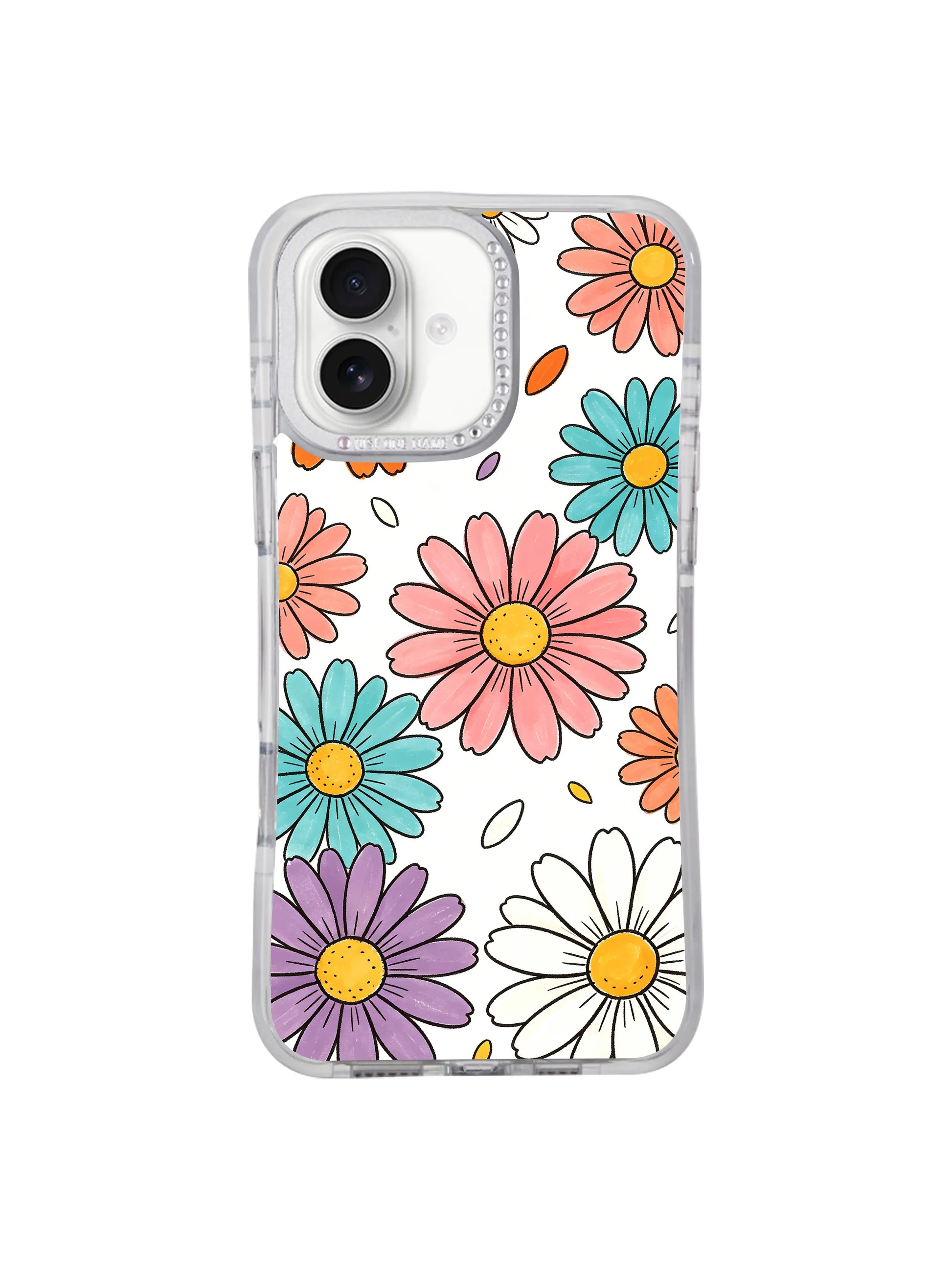 Pattern layout detail shot balanced sparse random floating multicolor daisy rain arrangement Color Daisy Rai