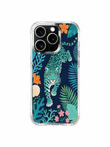Blue big cat beneath layered seaweed leaves artwork on an iPhone 13 Pro case