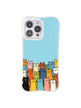 PhoneCasing iPhone 16 Pro Max featuring Joyful Cat Gathering by Mimi Colorfield, unique cats in every color coming together, capturing the beauty of individuality in community.