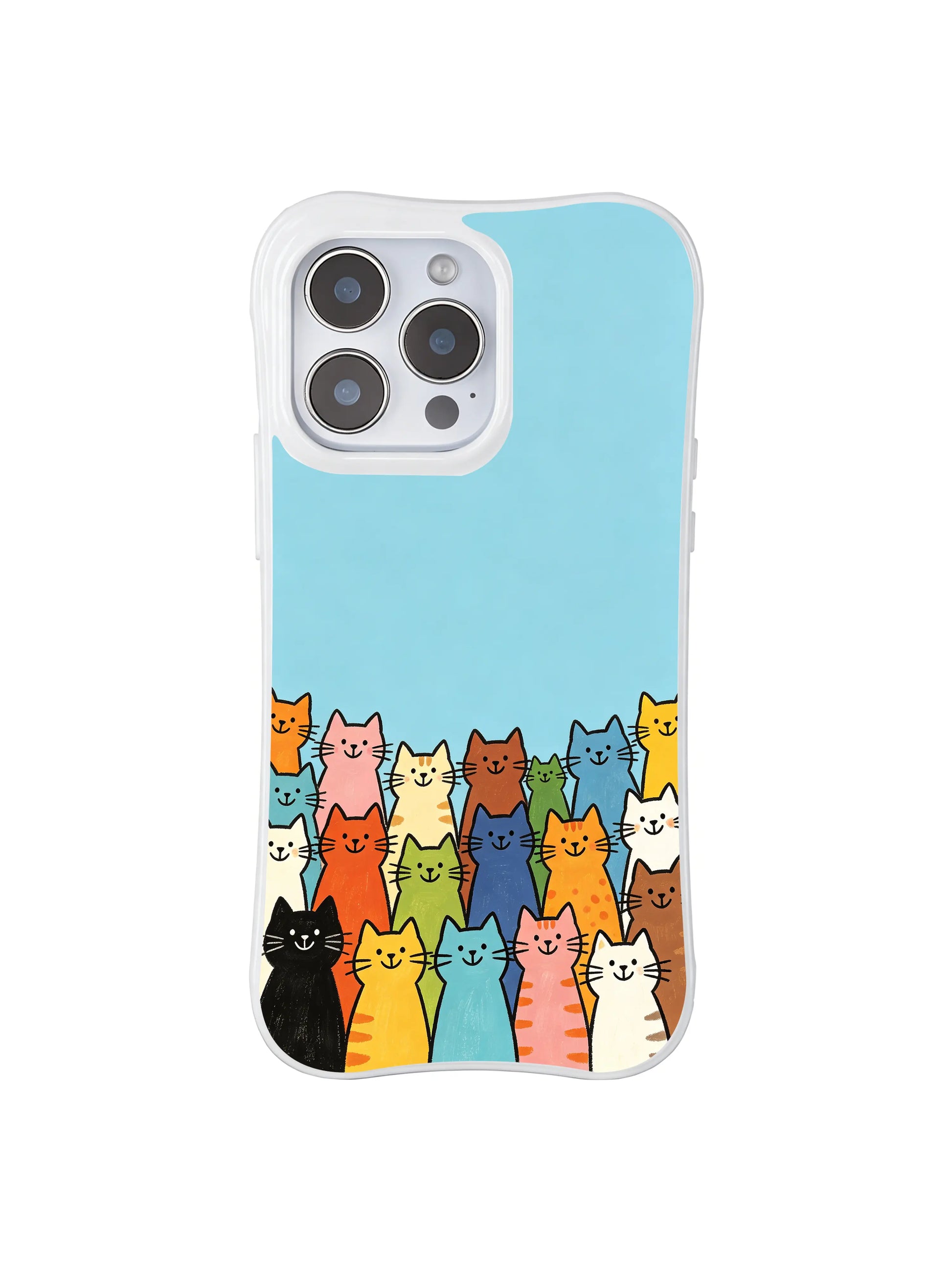 PhoneCasing iPhone 16 Pro Max featuring Joyful Cat Gathering by Mimi Colorfield, unique cats in every color coming together, capturing the beauty of individuality in community.