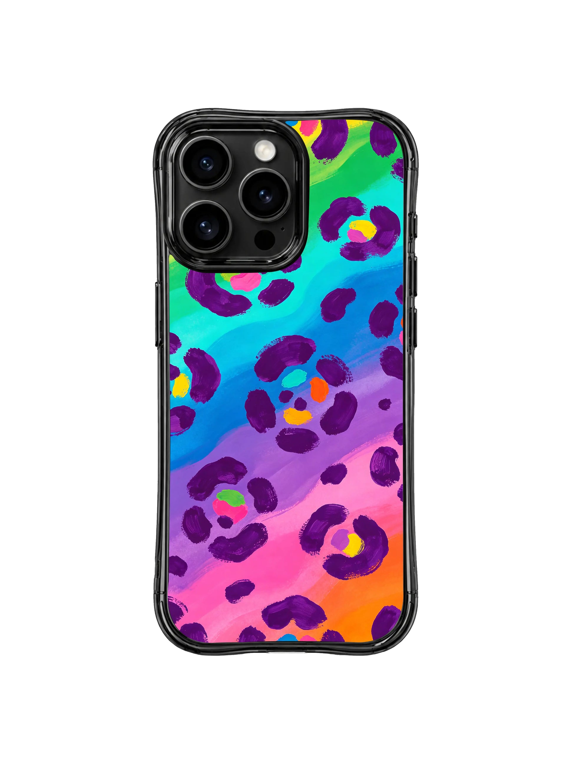 PhoneCasing joyful wild heart iPhone 14 Pro Case, vibrant rainbow leopard pattern embodying freedom and confidence, exclusive Roxy Wildhart illustrated artwork