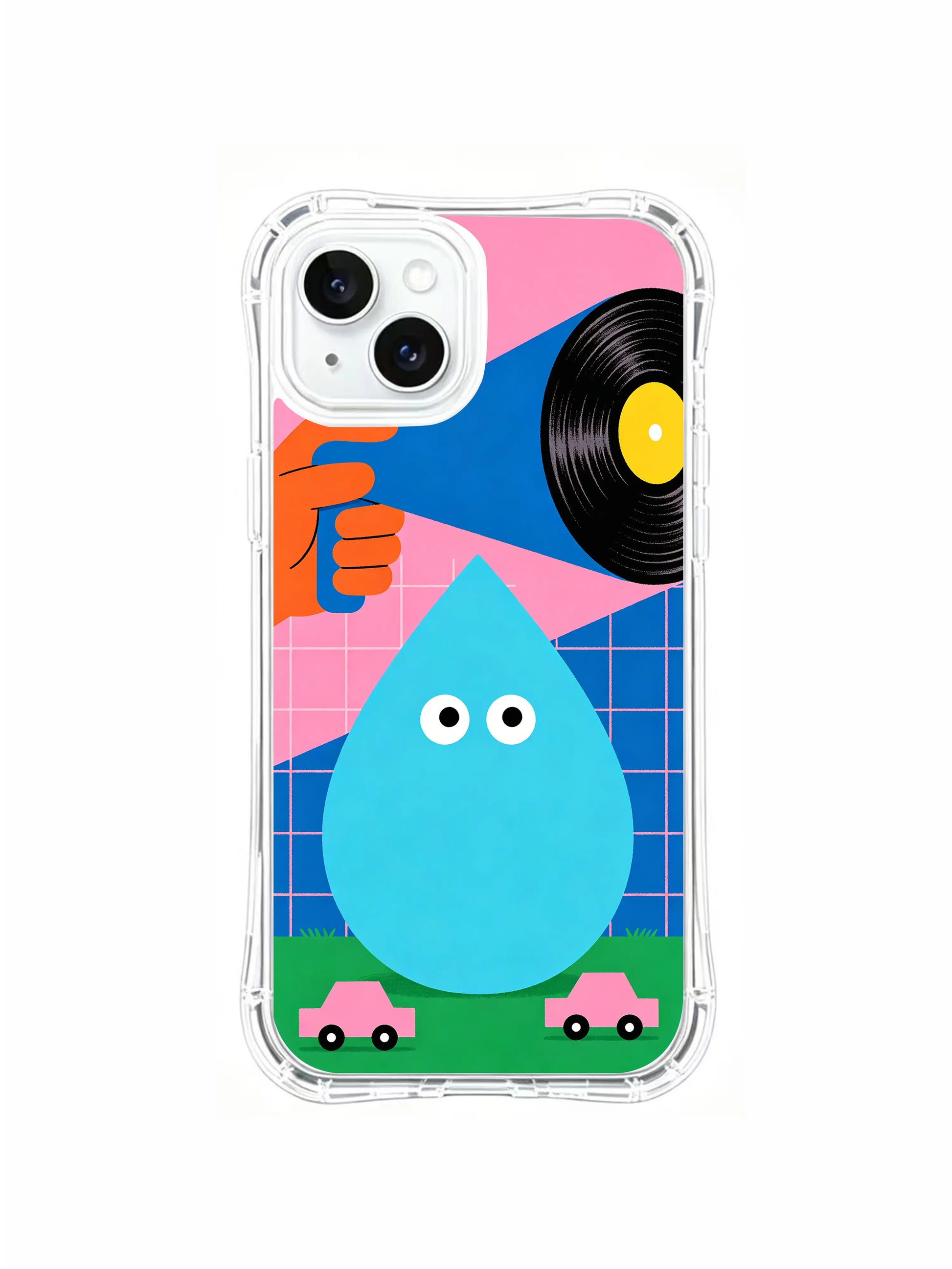 PhoneCasing Jun Xiant "Broadcast Freedom" Glossy iPhone 15 Plus Case, high-end liquid glass finish with vivid art