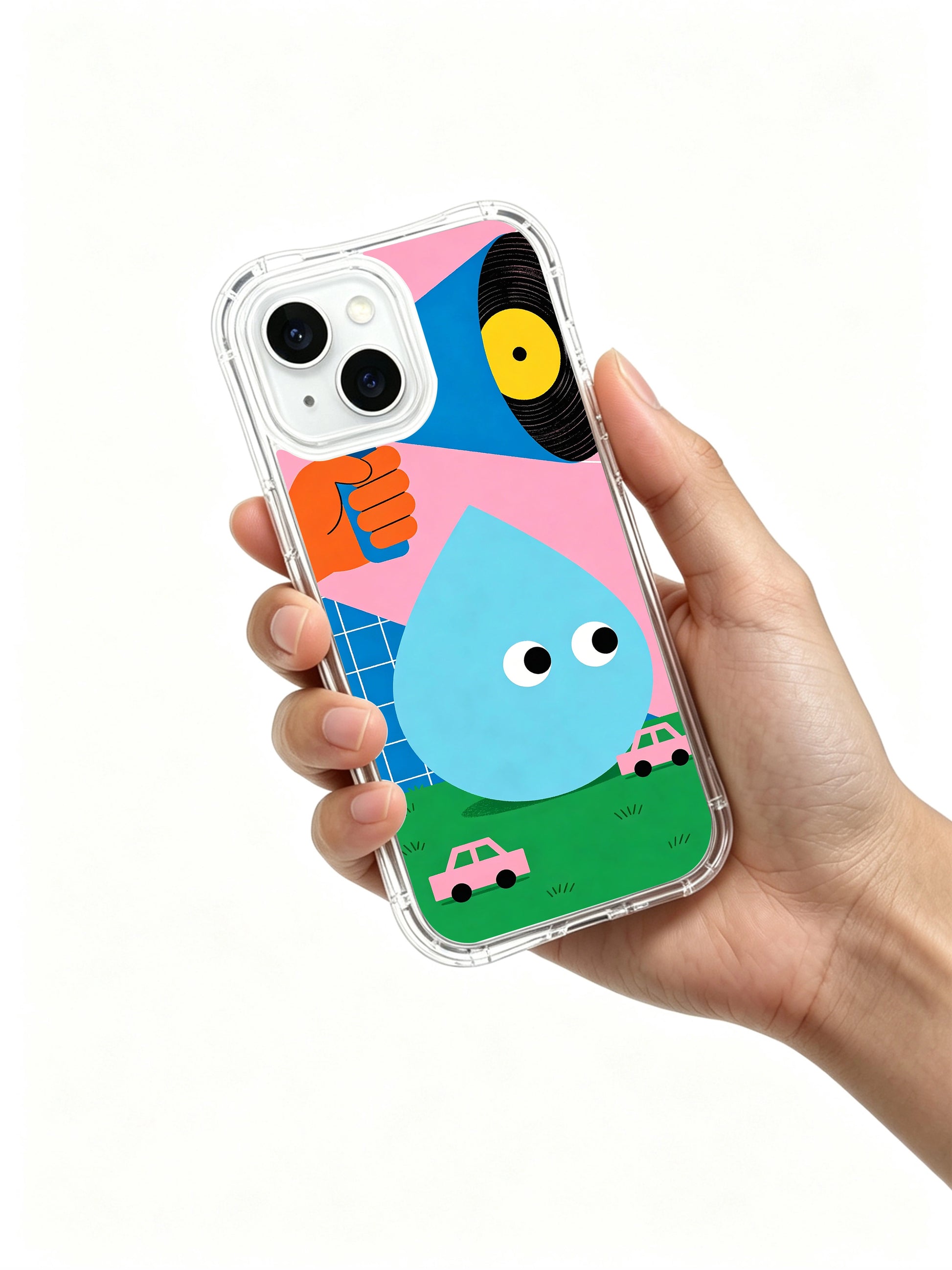 PhoneCasing "Broadcast Freedom" Illustrated iPhone 15 Plus Case, Jun Xiant exclusive collab design with bold vibrant art