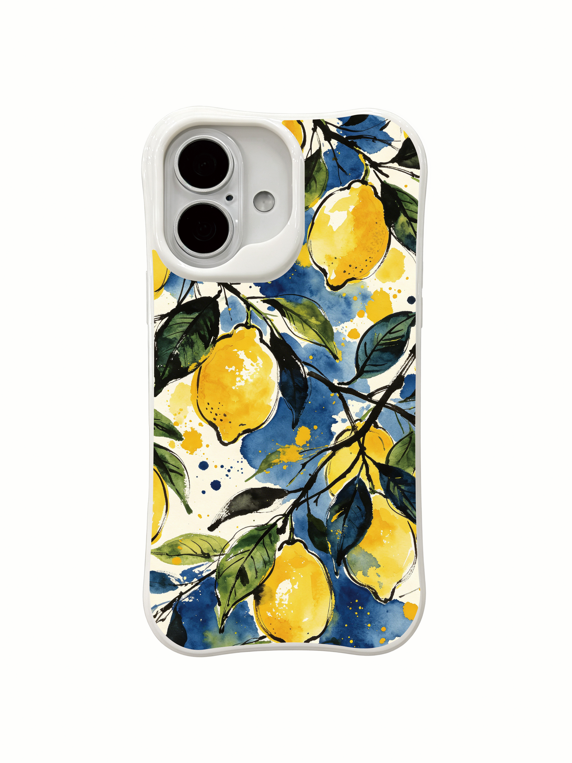 PhoneCasing leaf and lemon illustration iPhone 16 Case, modern expressionism style