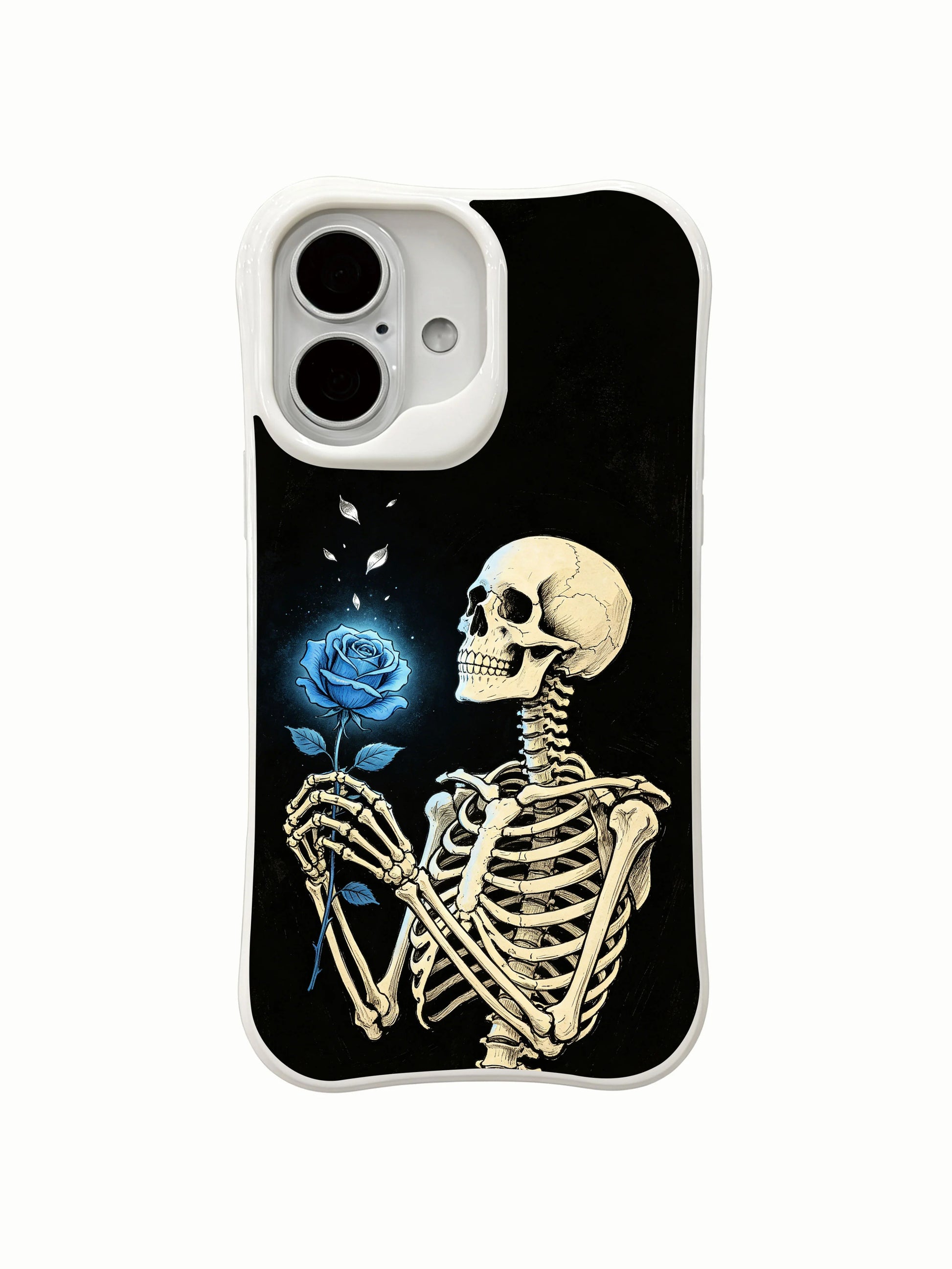 PhoneCasing limited Morrigan Vale artist collab Miracle Blue Rose iPhone 16 Case, collectible goth wearable fine art, handcrafted in California with premium raw casing material