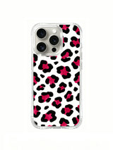 Limited exclusive artist collaboration Berry Wild white pink leopard iPhone 14 Pro Case by PhoneCasing x Roxy Wildhart, bright unapologetic wild animal print collectible fashion iPhone 14 Pro casing for self-assured women