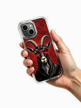 Limited-run Red Wave Black Goat fine art PhoneCasing iPhone 13 Case, bespoke global artist collaboration wearable art cover customized for US art enthusiast shoppers
