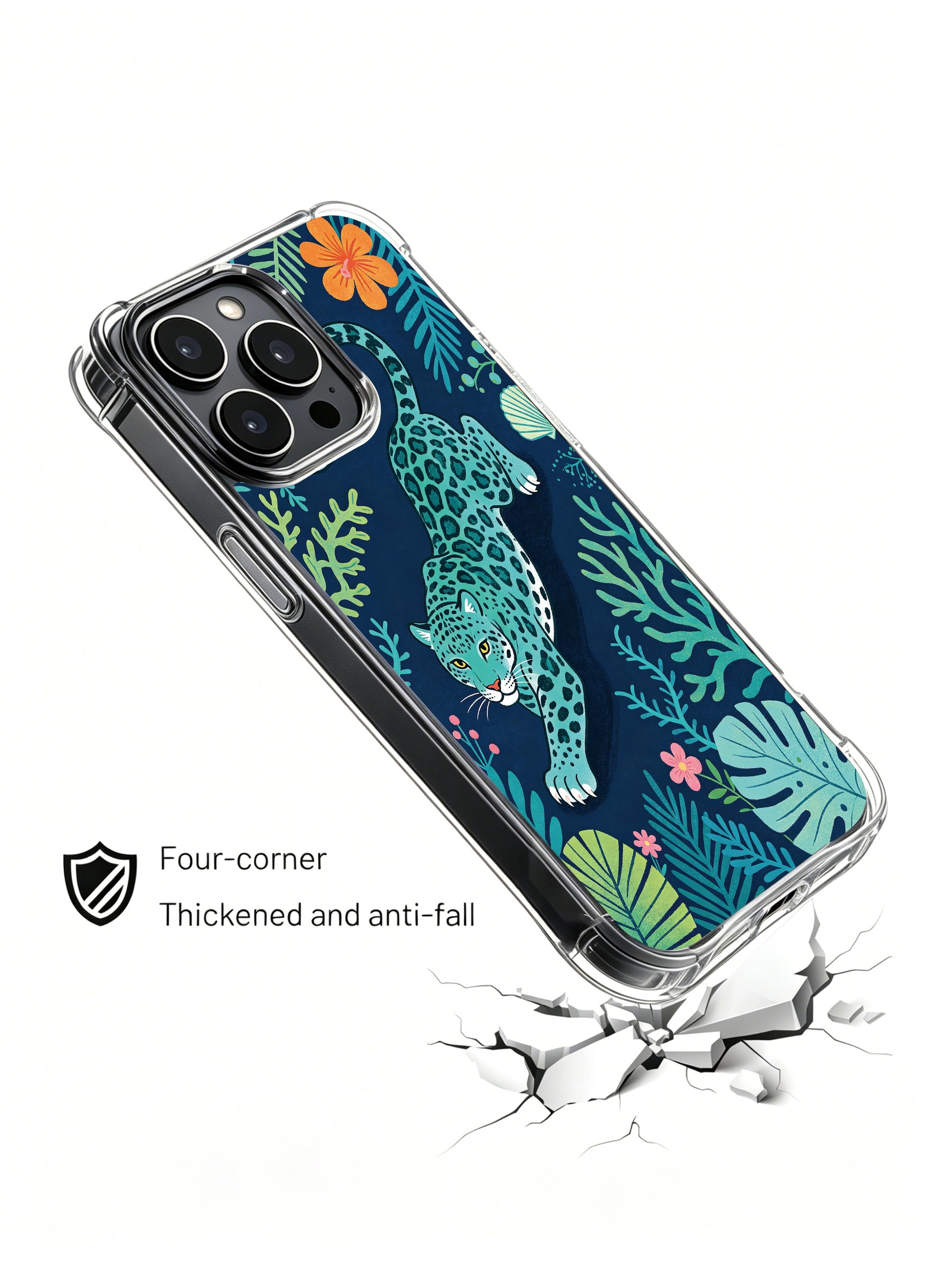 Limited-run original Noah Wildfern dreamy coastal escape blue jaguar illustration iPhone 13 pro Case from PhoneCasing, four-corner thickened protective iPhone 13 pro casing, collectible ocean-wilderness hopeful art phone cover.