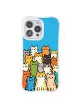 PhoneCasing iPhone 16 pro max MagSafe case with a lively troupe of cats, a whimsical and colorful design that feels like a party.
