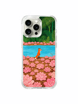 Lotus and fox oasis artwork on an iPhone 15 Pro Max case