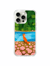 Lotus oasis fox artwork on an iPhone 15 Pro Max case