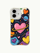 Love Galaxy Hearts artwork on an iPhone 16 Plus case