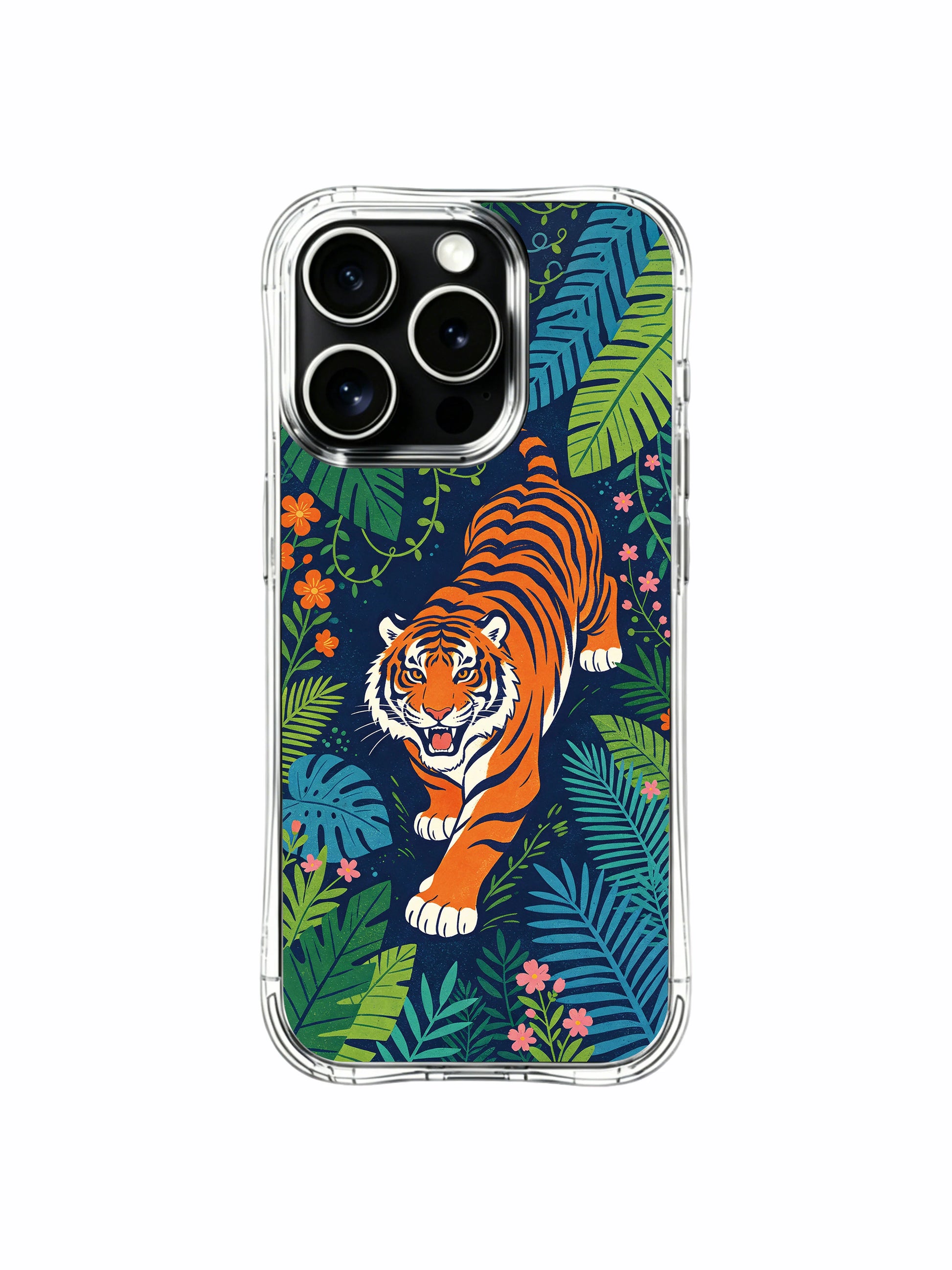 Low stalking prowling orange jungle tiger fine art iPhone 13 pro Case by PhoneCasing, Elias Nocturne limited artwork cover, dark midnight garden detailed premium device casing