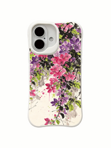 Lush bougainvillea garden artwork on an iPhone 16 case