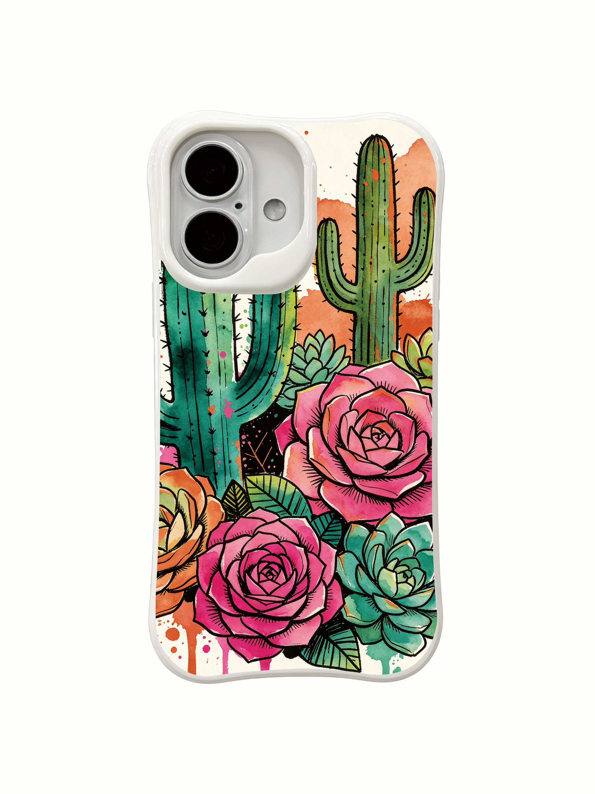 PhoneCasing lush cactus garden iPhone 16 Case, boho desert style