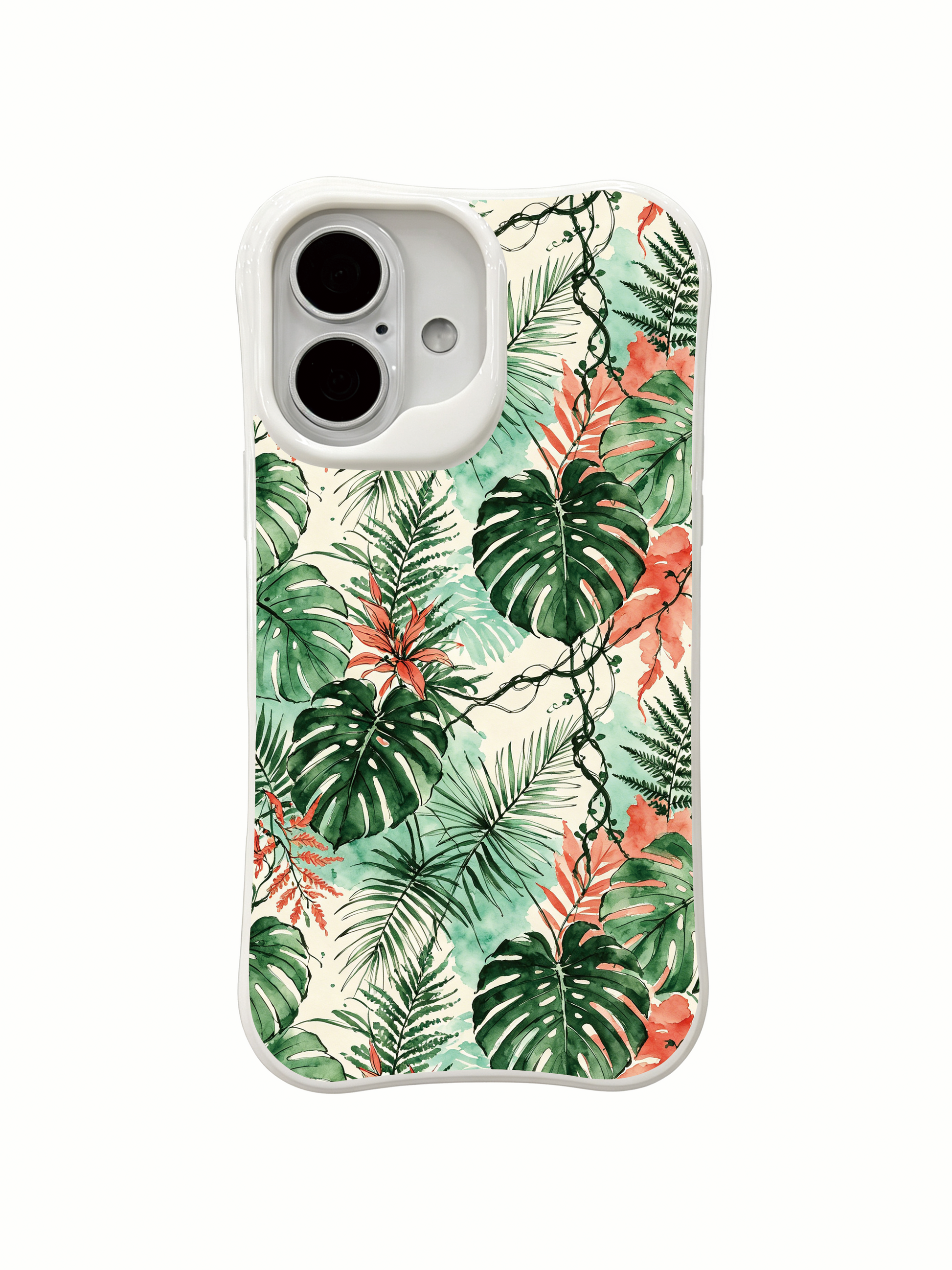 PhoneCasing lush jungle garden iPhone 16 Case, boho tropical style