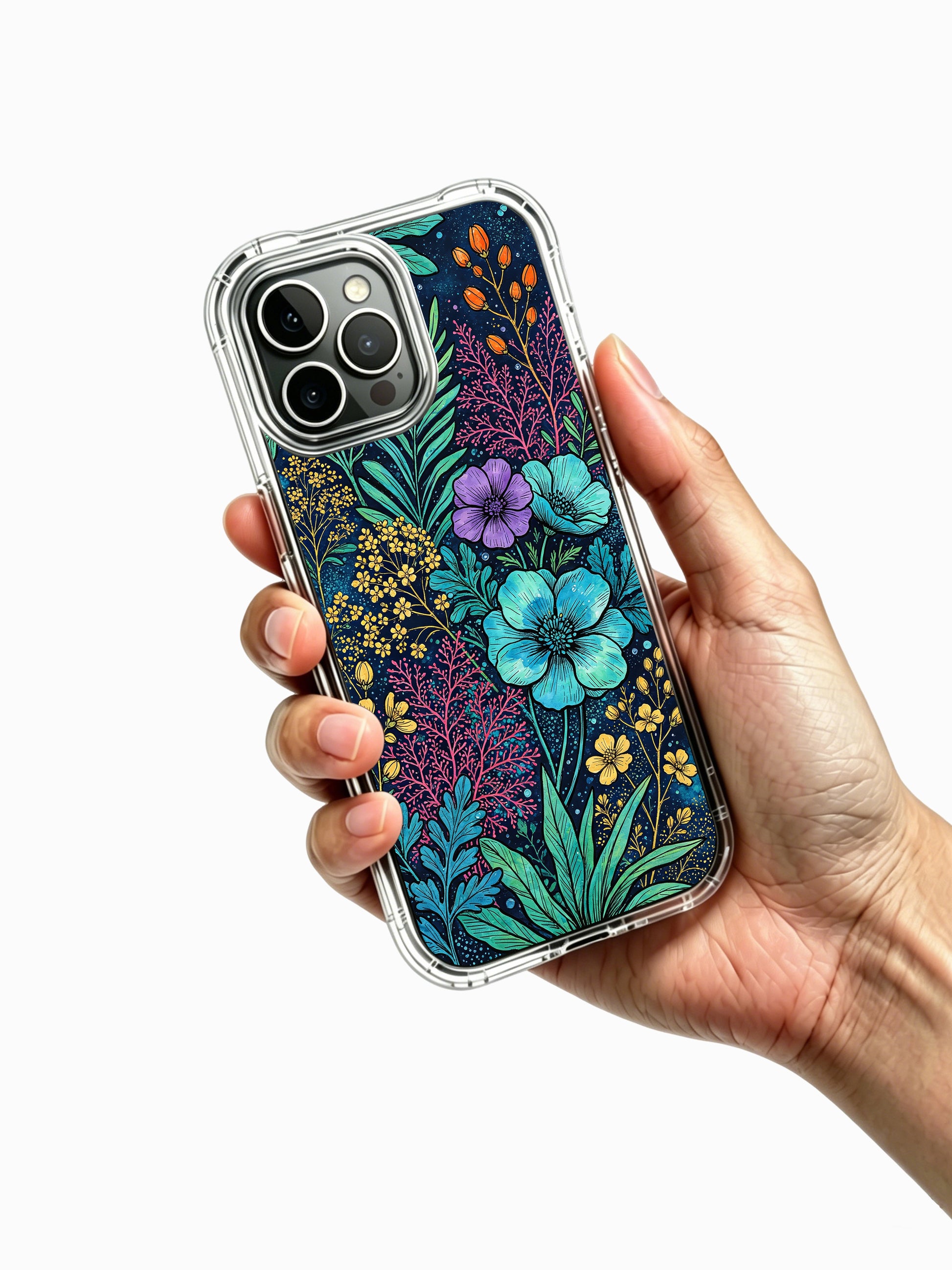 PhoneCasing iPhone 13 pro max Case with lush seaweed and wildflowers, perfect for lovers of whimsical ocean-themed art.