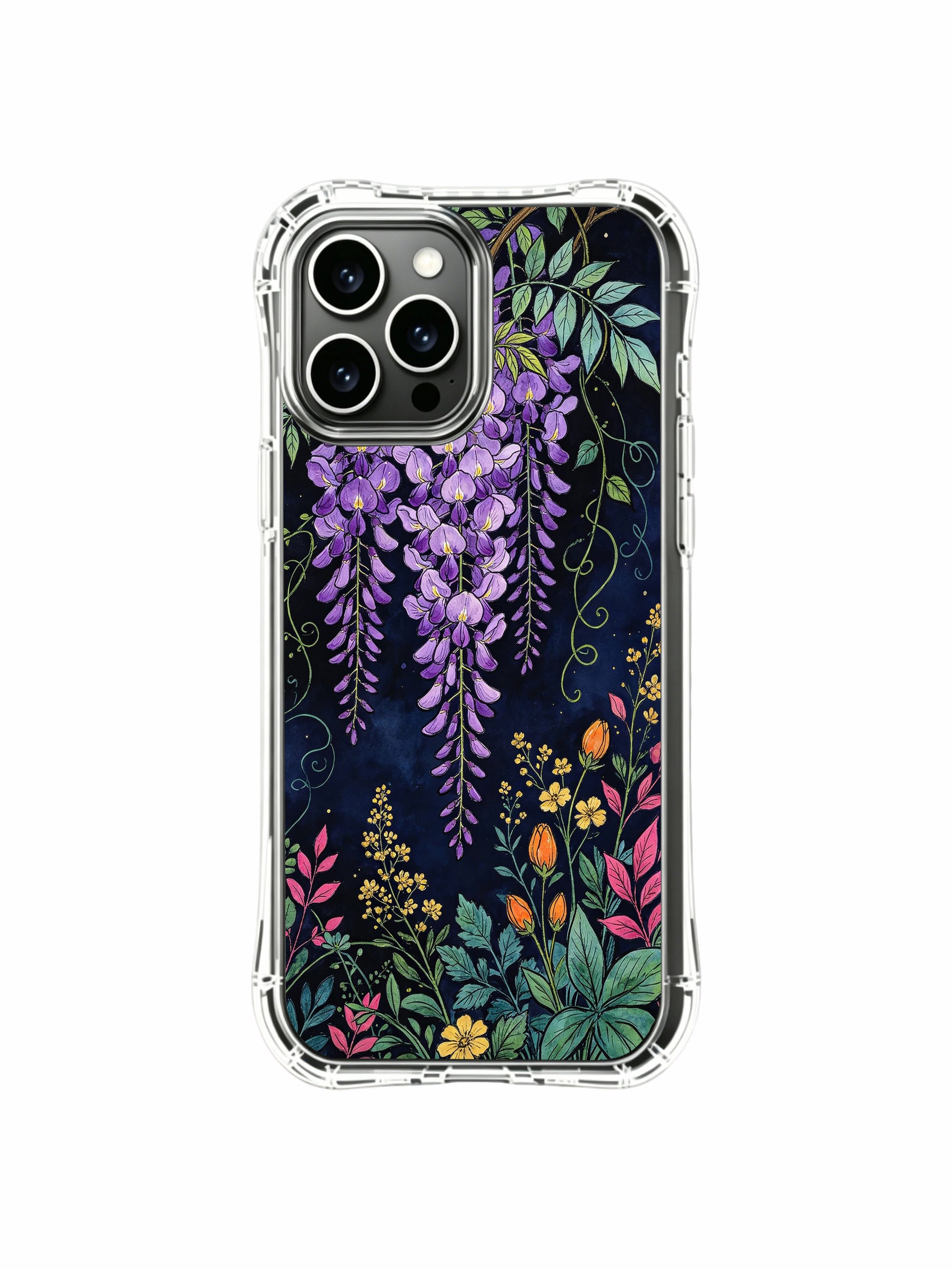 PhoneCasing iPhone 13 pro max Case with magical night garden flowers, perfect for a romantic, whimsical style.