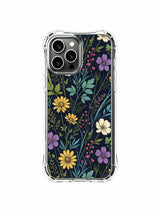 PhoneCasing iPhone 16 Pro Max Case with meadow night vibes art. Wildflowers and colorful foliage, UV-printed floral print.