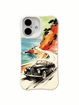 Mediterranean coast artwork on an iPhone 16 case