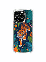 Midnight Night Garden tropical blooming orange tiger fine art iPhone 13 pro Case from PhoneCasing, premium artist designed phone cover, curated jungle aesthetic device casing