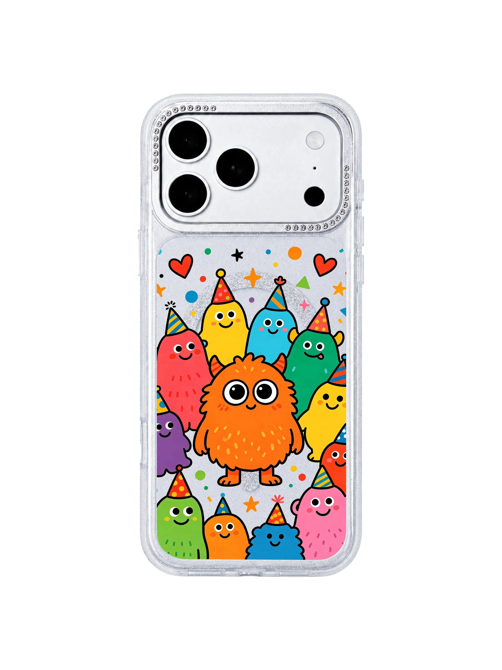 PhoneCasing side cutout detail shot showing precision molded volume and power button ports on Brave Orange Monster iPhone 17 Pro Max case, zero loose fit custom engineered iPhone 17 Pro Max protective casing fit demonstration