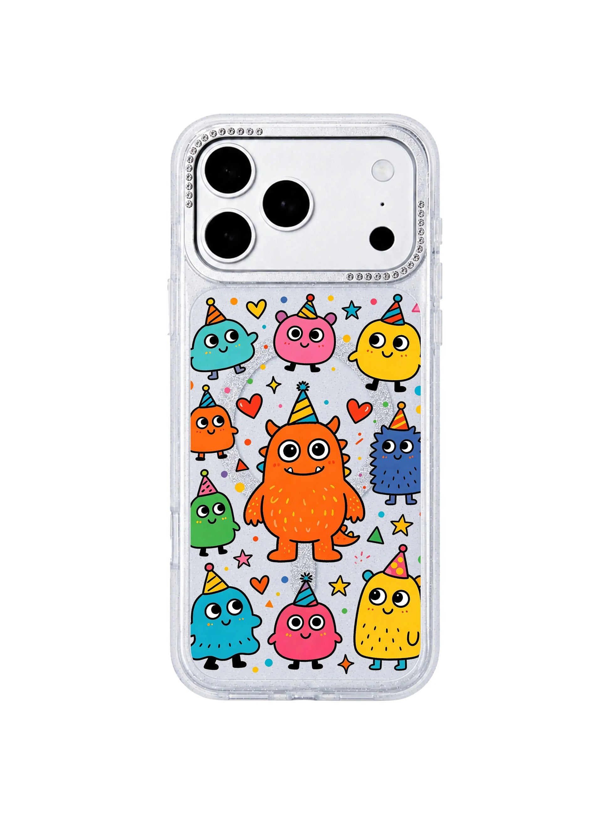 PhoneCasing close-up detail shot highlighting thick reinforced anti-drop silicone corner on Brave Orange Monster iPhone 17 Pro Max case, drop resistance demonstration visual for durable daily-use iPhone 17 Pro Max protective casing
