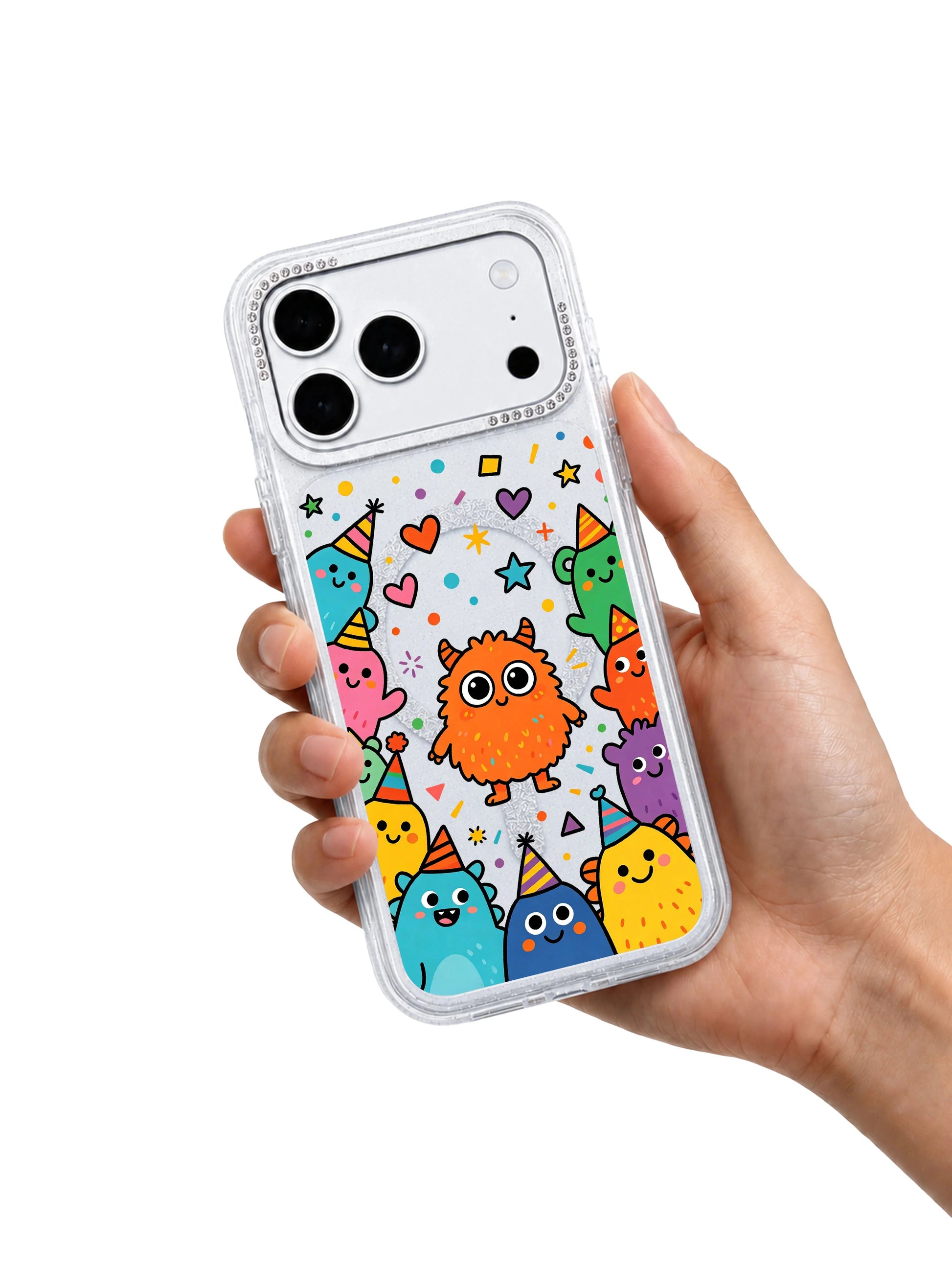 PhoneCasing contextual trust graphic highlighting California US domestic manufacturing for Brave Orange Monster iPhone 17 Pro Max case, locally printed limited artist collaboration wearable art iPhone 17 Pro Max protective casing brand credibility asset