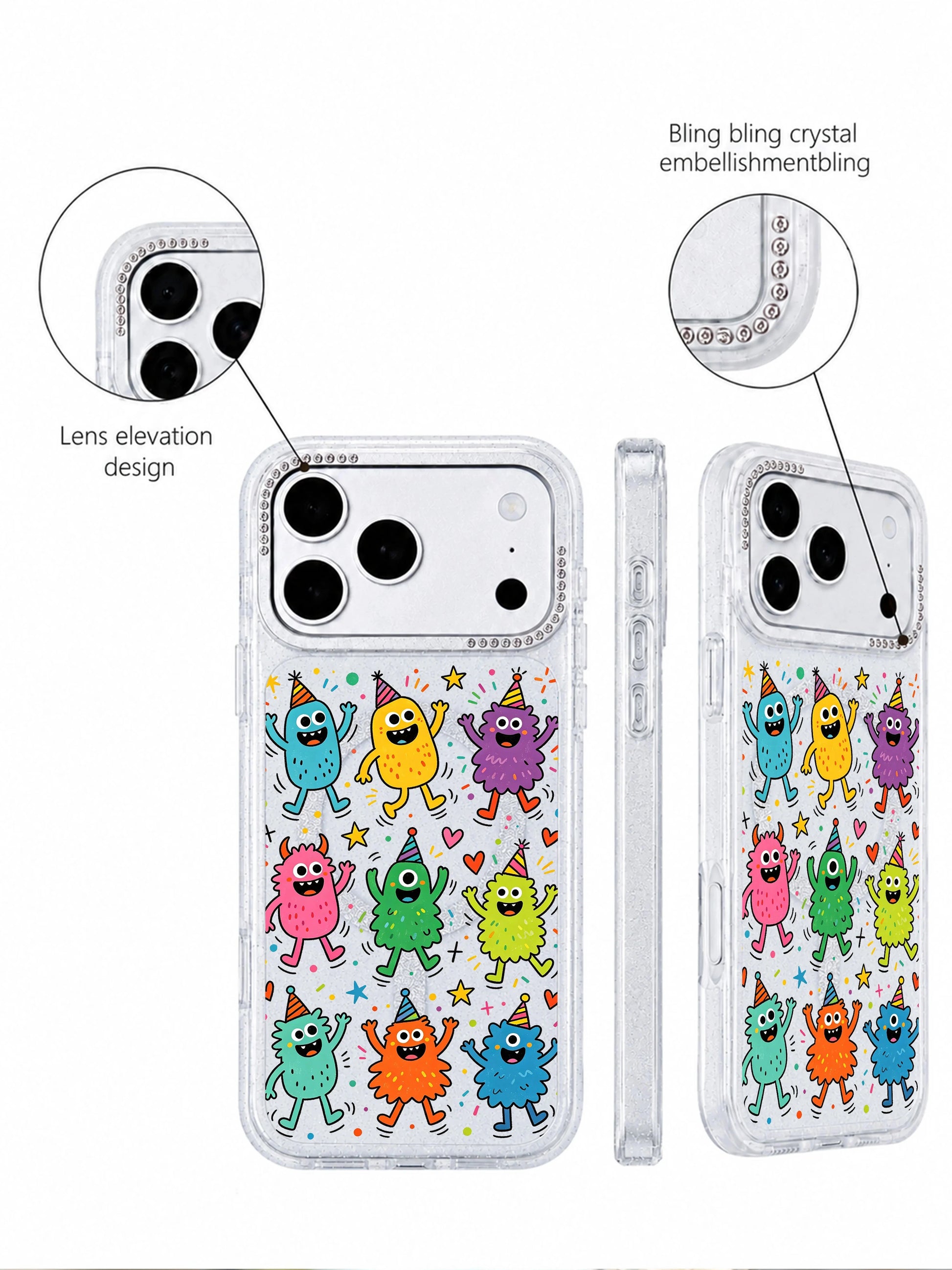 PhoneCasing brand trust graphic highlighting domestic California manufacturing for Fun Monster Jump Squad iPhone 17 Pro Max case, locally printed limited artist collaboration wearable art asset for iPhone 17 Pro Max protective casing